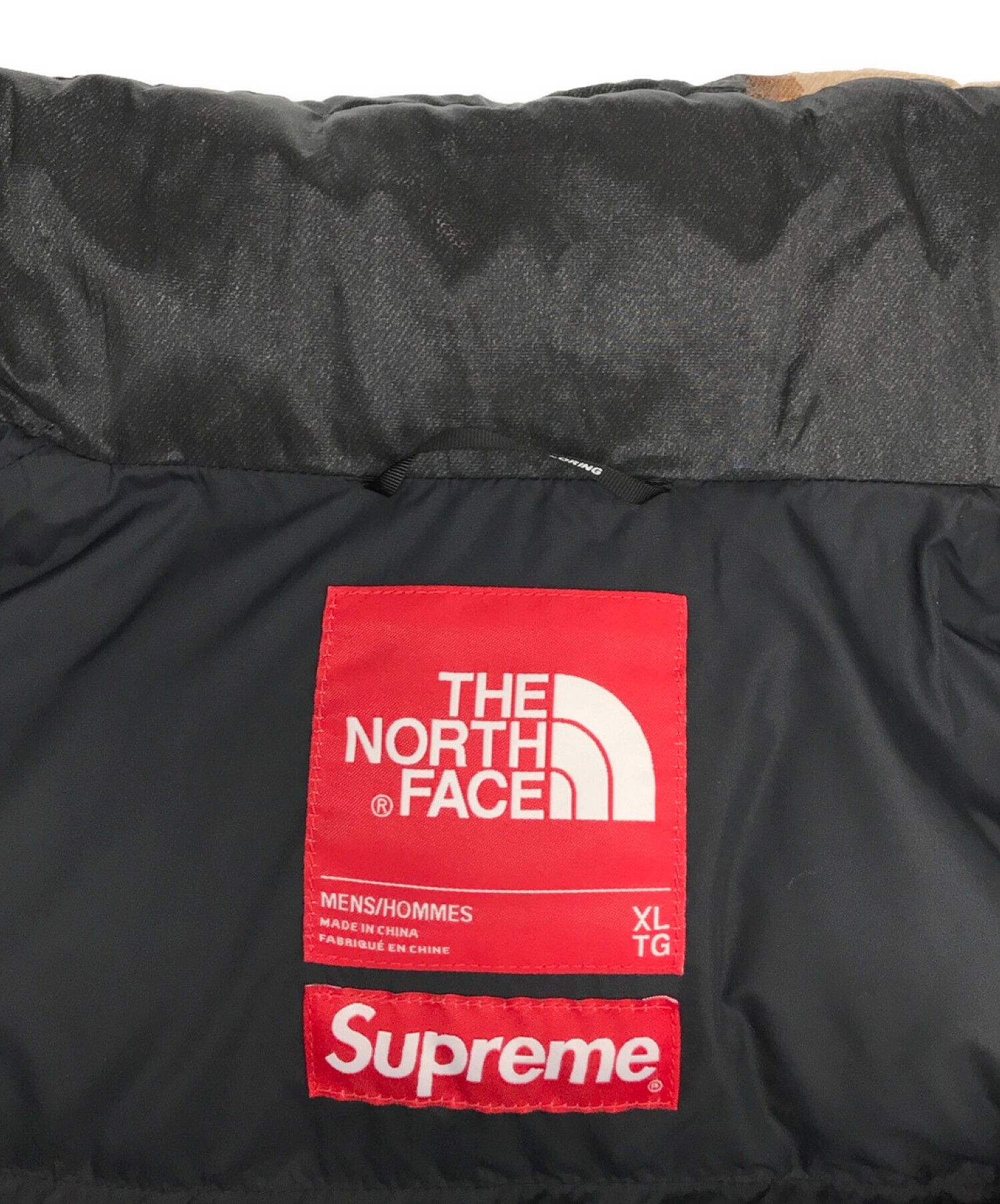 SUPREME×THE NORTH FACE (シュプリーム × ザノースフェイス) Bleached Denim Print Nuptse  Jacket　ブリーチドデニムプリントヌプシジャケット　ダウンジャケット ブラック サイズ:XL