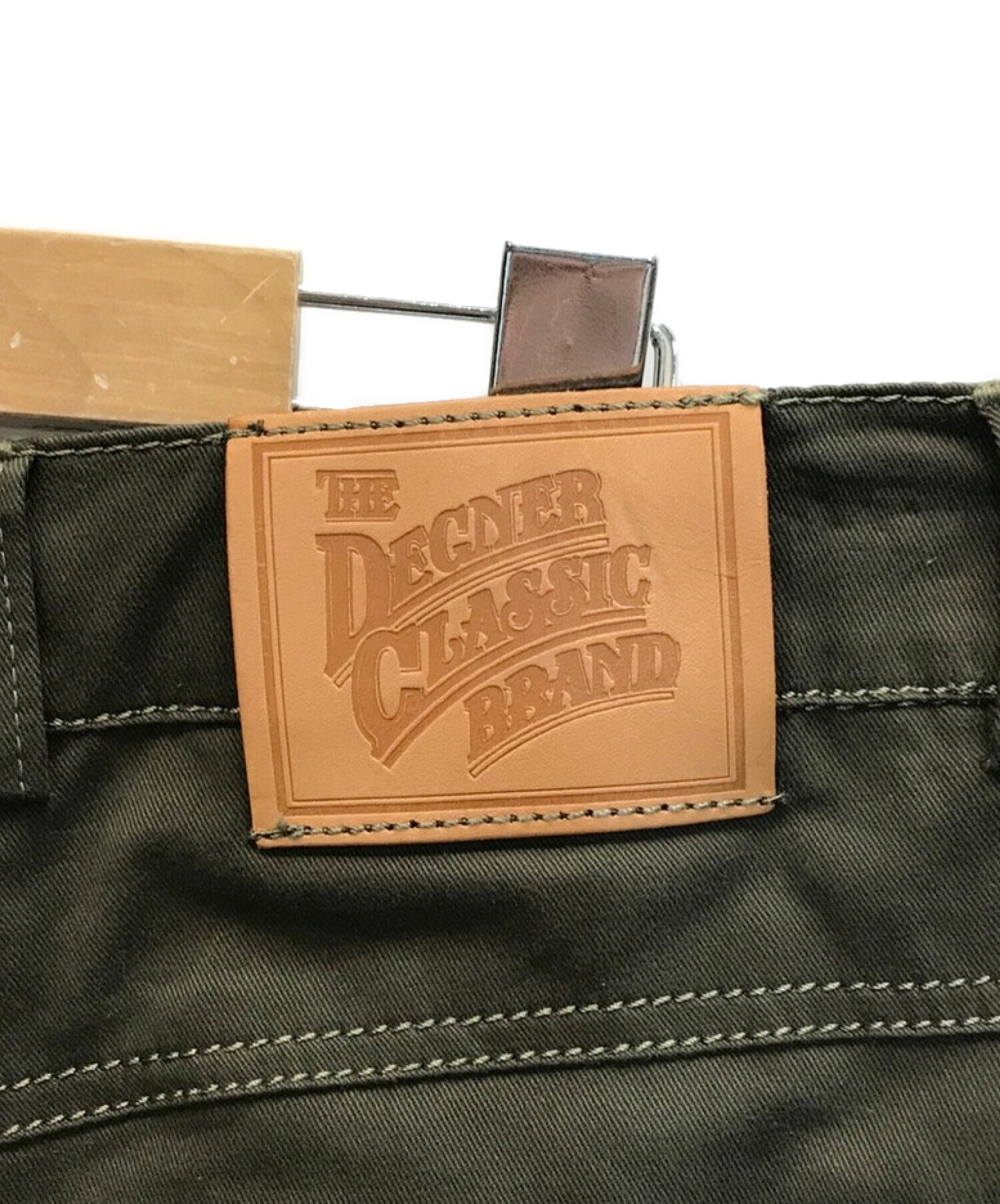 THE DEGNER CLASSIC BRAND (デグナークラシックブランド) レザー切替カーゴパンツ カーキ サイズ:2XL