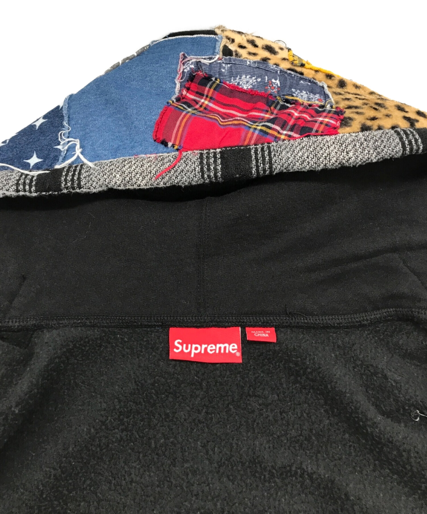 SUPREME (シュプリーム) 22SS Patchwork Zip Up Hooded Sweatshirt パッチワーク ジップ アップ  フーディー スウェットシャツ ジップアップパーカー ブラック サイズ:M