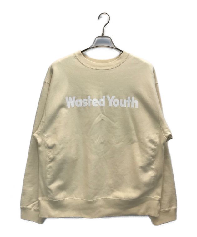 WASTED YOUTH (ウェイステッド ユース) SWEAT SHIRT　ロゴプリントクルーネックスウェット アイボリー サイズ:XXL