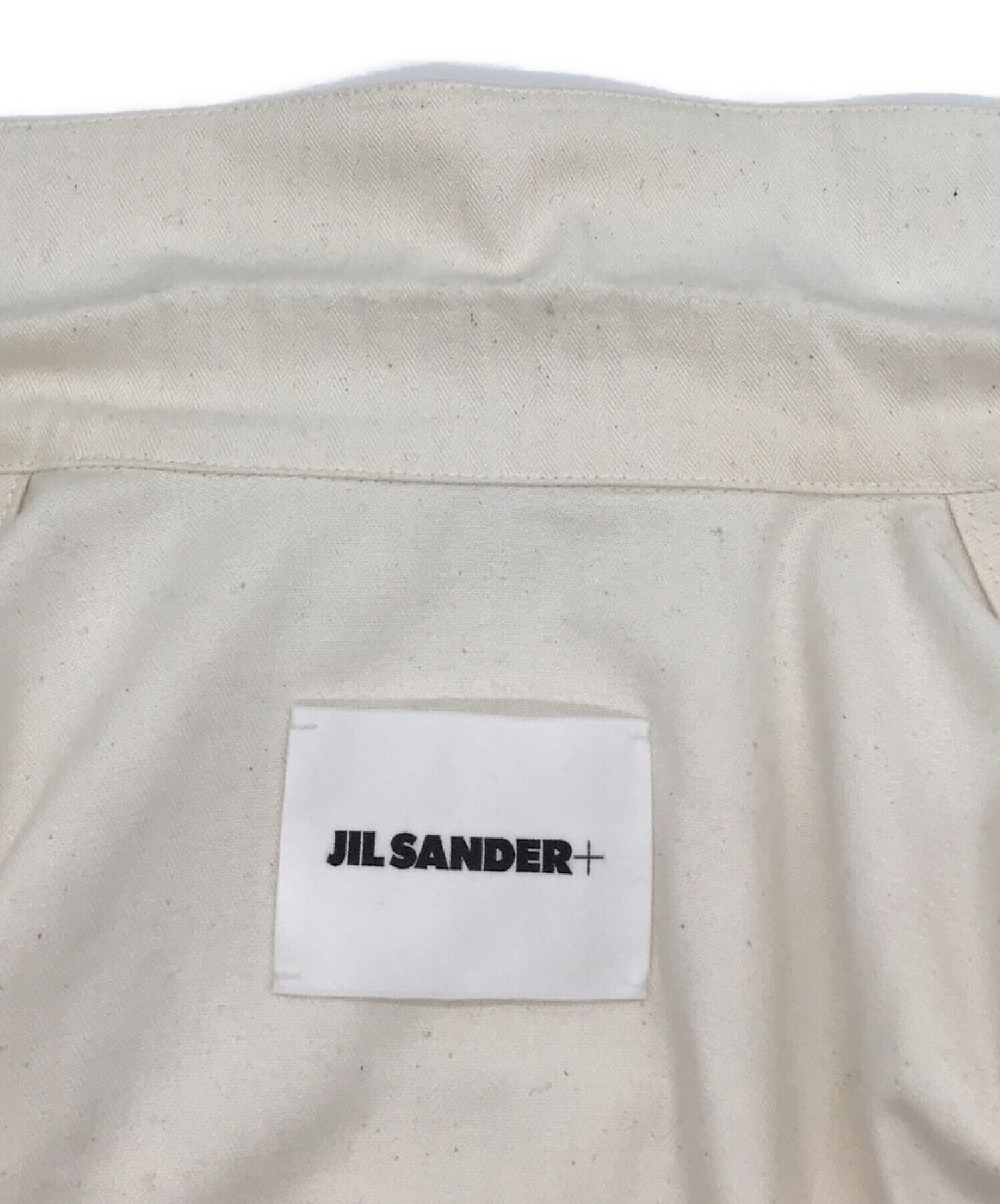 JIL SANDER+ (ジルサンダープラス) 21SS PLUS OVER SHIRTS　オーバーシャツ　 ヘリンボーンユーティリティーシャツジャケット ホワイト サイズ:44