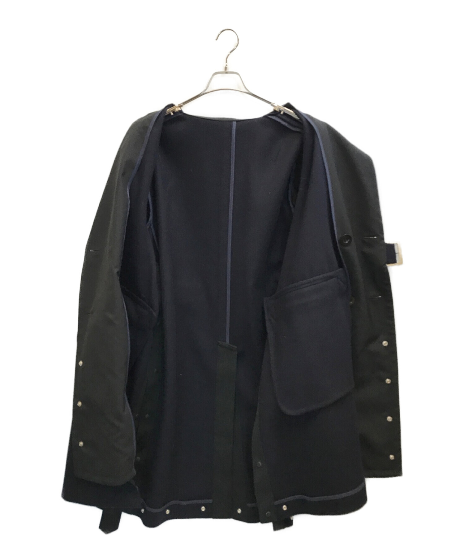 sacai (サカイ) 22AW Wool Melton Coat　ウール メルトン ベルテッド ドッキング コート ネイビー サイズ:1