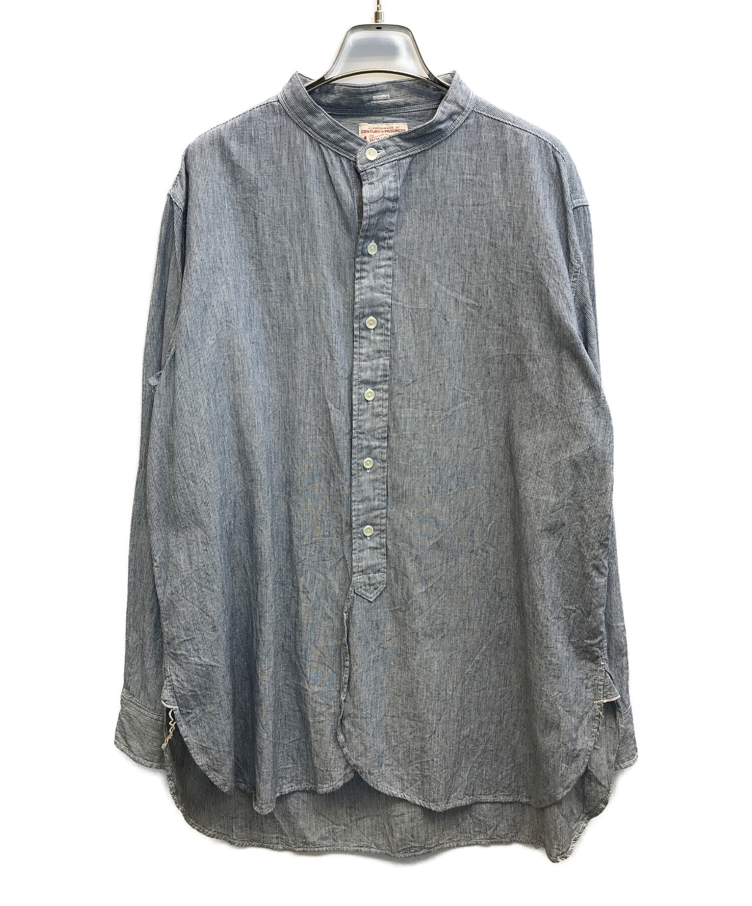 BONCOURA (ボンクラ) BAND COLLAR SHIRT　バンドカラーシャツ　ノーカラーシャツ ネイビー サイズ:38