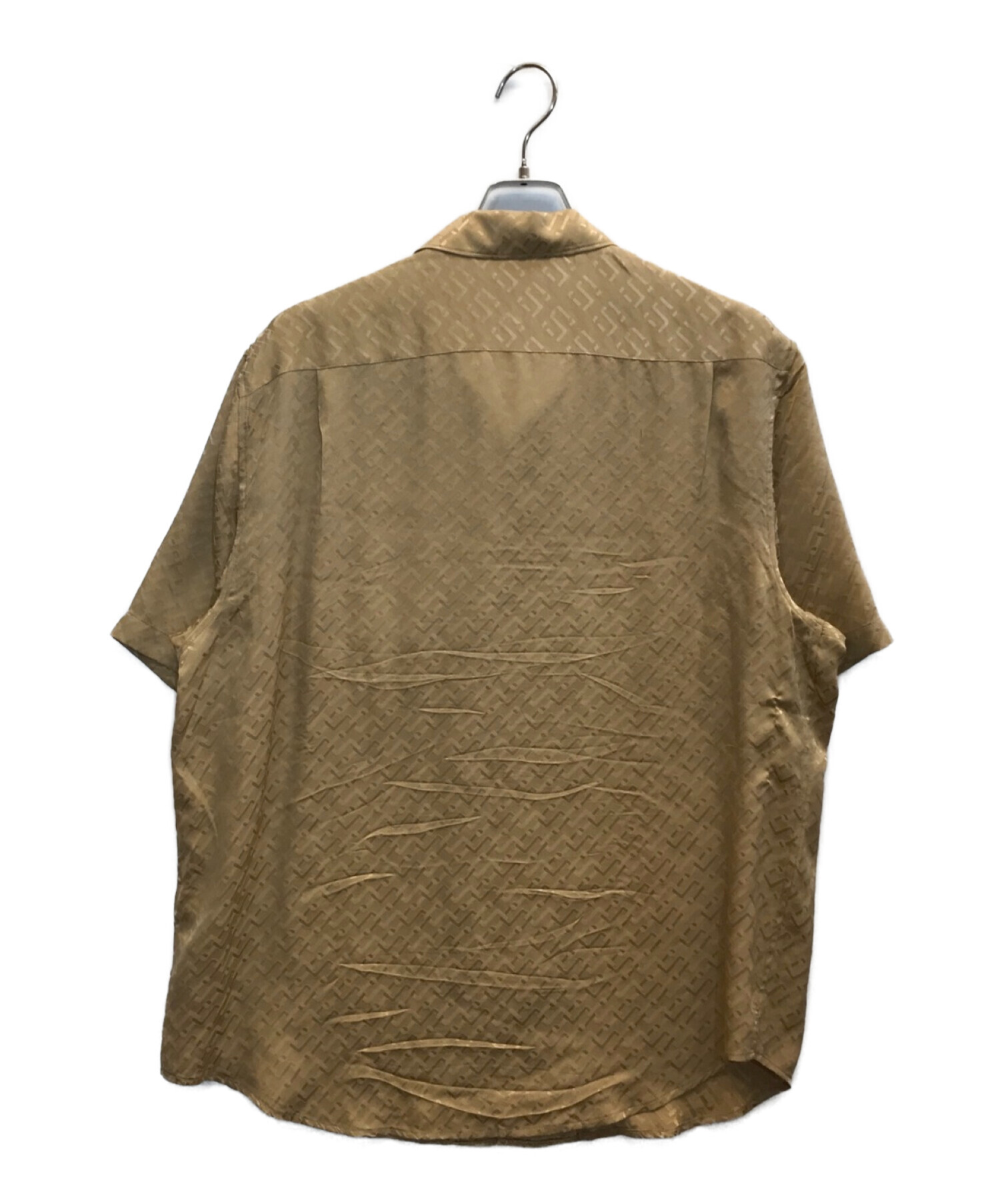 SUPREME (シュプリーム) 22SS Tonal Monogram Silk S/S Shirt　トーナル モノグラム シルク エスエス シャツ　 半袖オープンカラーシャツ ブラウン サイズ:L