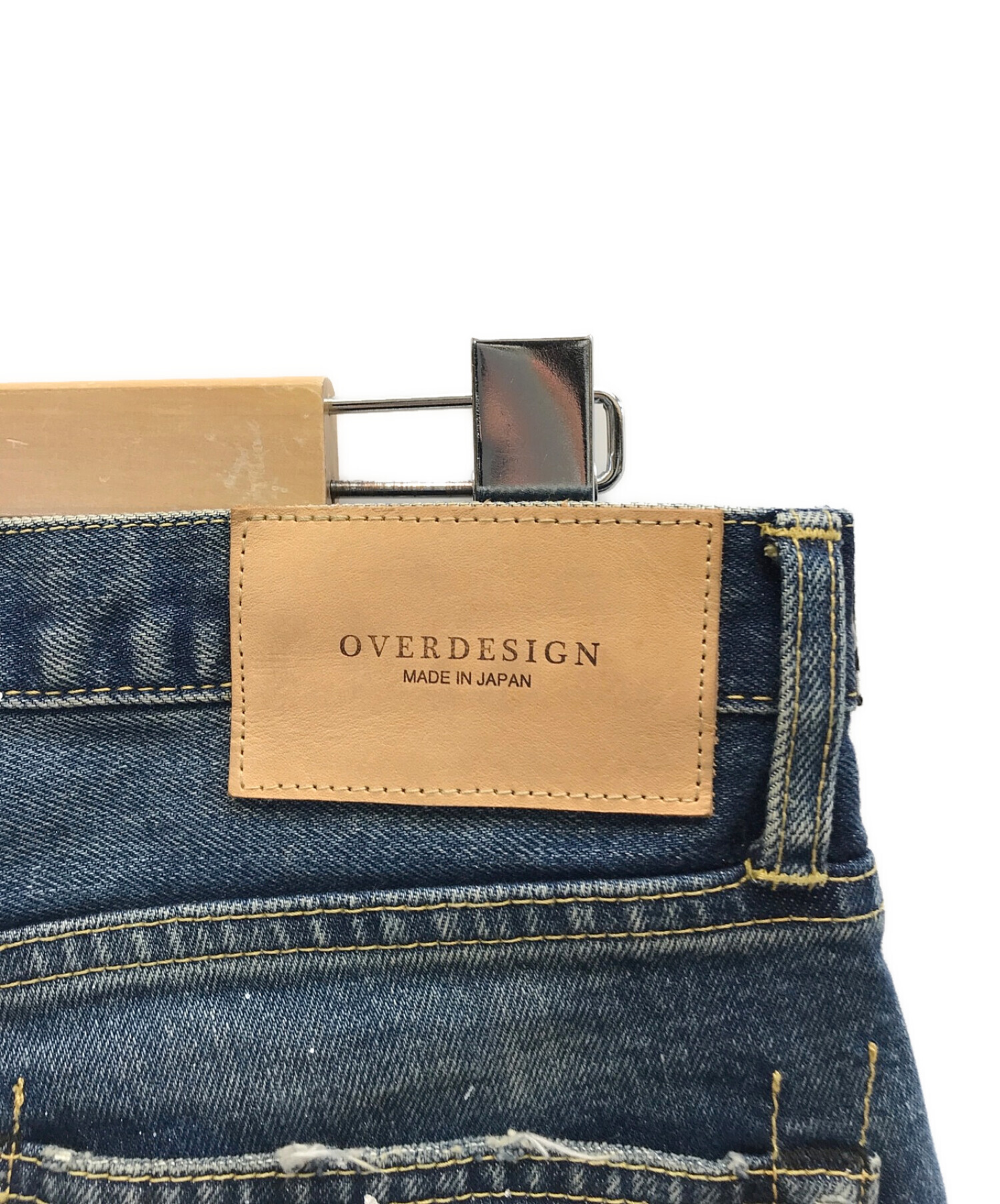 OVERDESIGN (オーバーデザイン) クラッシュ加工パッチワークデニムパンツ　スリムフィット　スキニージーンズ インディゴ サイズ:W32