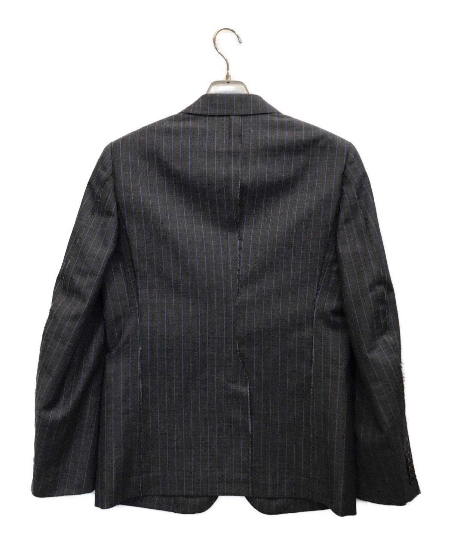 COMME des GARCONS HOMME DEUX (コムデギャルソン オム ドゥ) 縮絨ウール カットオフストライプジャケット グレー  サイズ:M