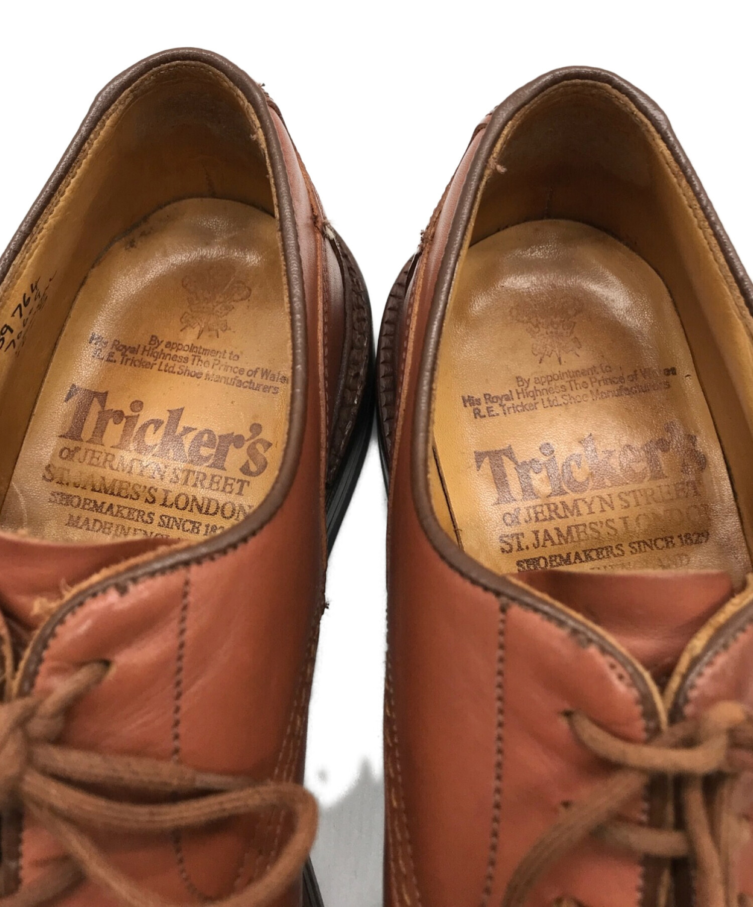 Tricker's (トリッカーズ) KENDAL プレーントゥー　ダービーレザーシューズ ブラウン サイズ:7 1/2
