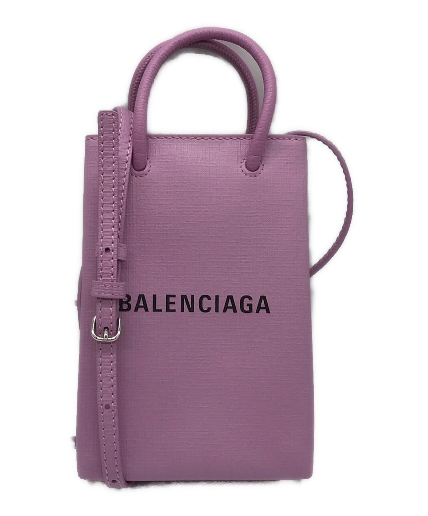 BALENCIAGA (バレンシアガ) Logo Fone Holder Mini Bag　ショッピング フォンホルダーバッグ　ミニショルダーバッグ  ラベンダー