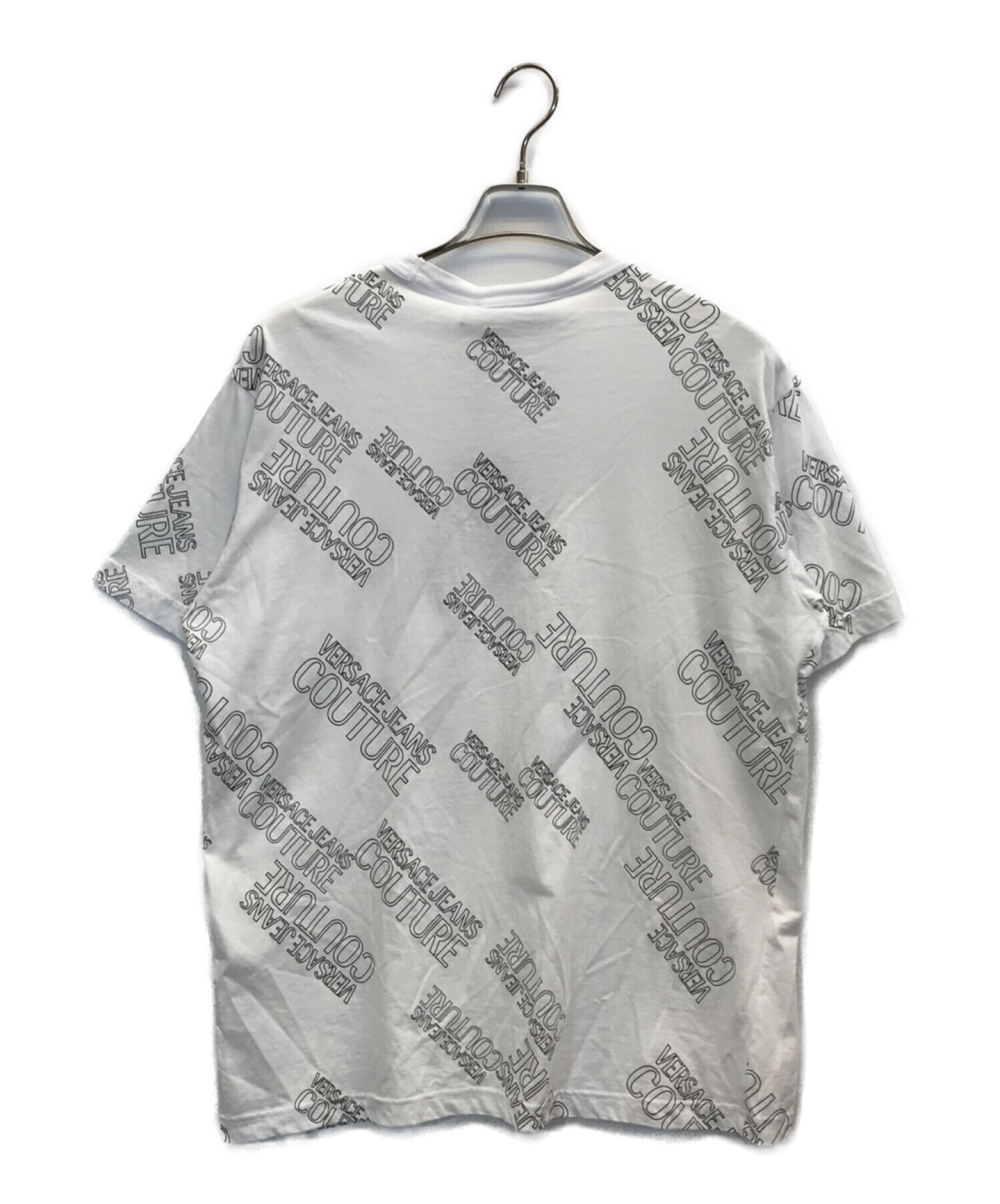 VERSACE JEANS COUTURE (ヴェルサーチ ジーンズクチュール) ロゴプリントクルーネックTシャツ ホワイト サイズ:L