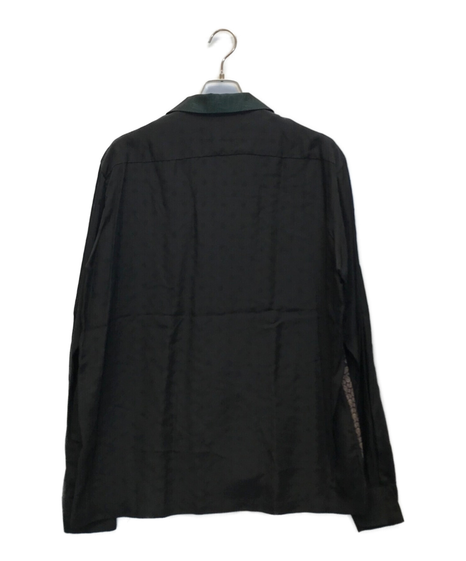 TOGA VIRILIS (トーガ ビリリース) 19AW CUPRA JACQUARD SHIRT　キュプラジャカードシャツ　ドッキング　 切替オープンカラーシャツ ブラック サイズ:48