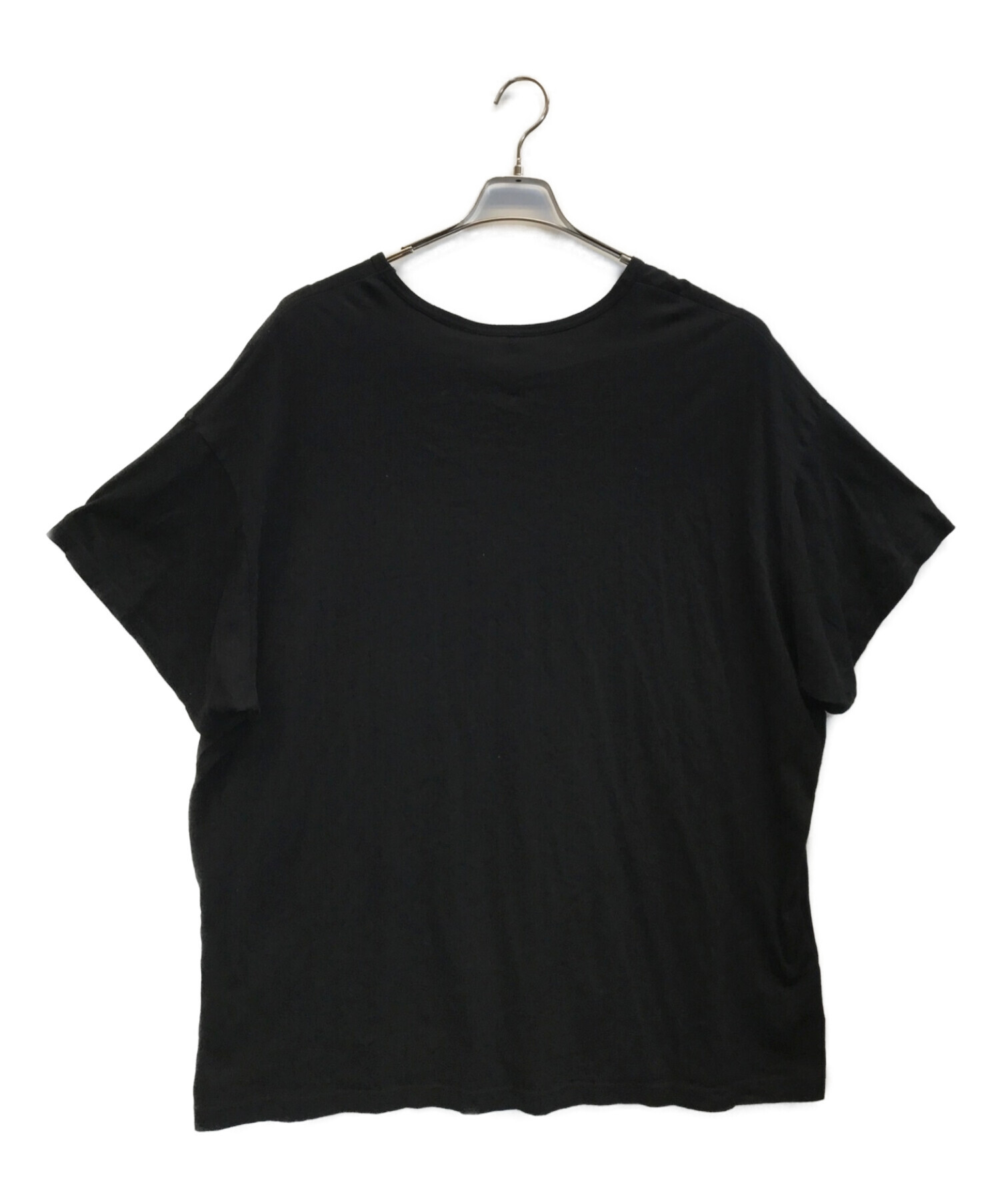 YOHJI YAMAMOTO (ヨウジヤマモト) B/DIAGONAL BIG S/S　　ビッグシルエット　ワイドカットソー　変形Tシャツ ブラック  サイズ:２