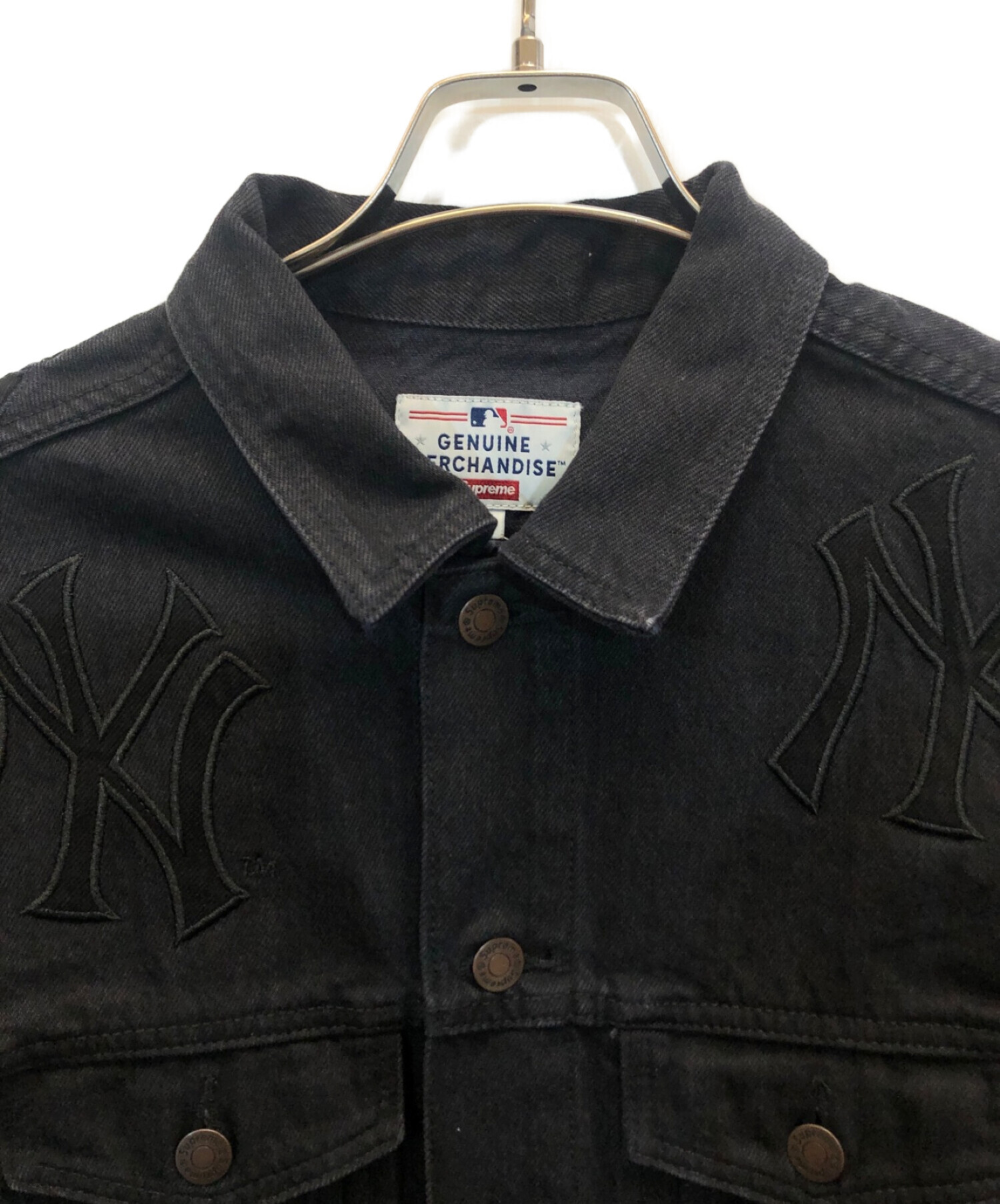 SUPREME (シュプリーム) 21AW Yankees Denim Trucker Jacket ニューヨークヤンキース  デニムトラッカージャケット ブラック サイズ:M 未使用品