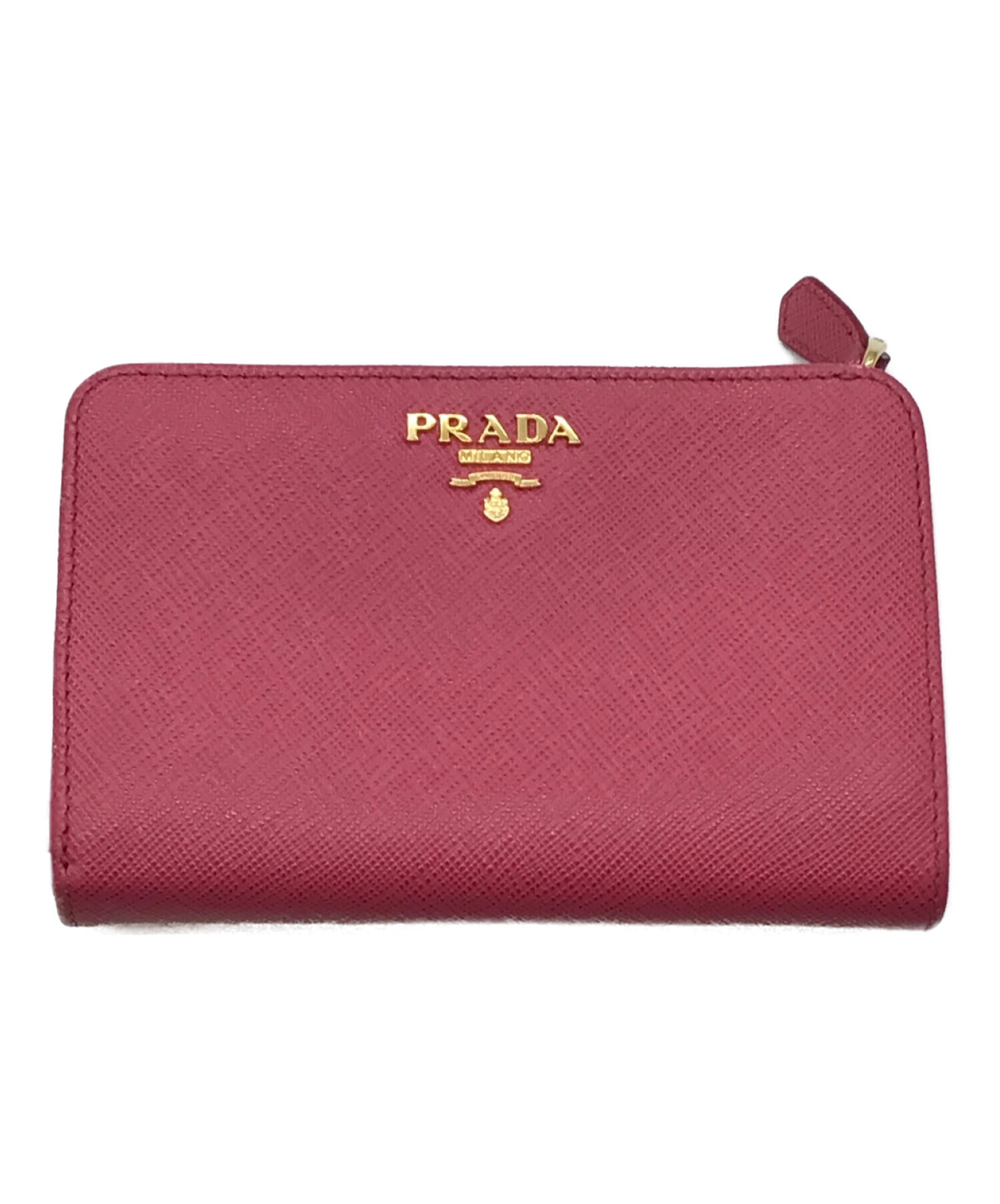 PRADA (プラダ) サフィアーノメタル 二つ折り財布 ショッキングピンク
