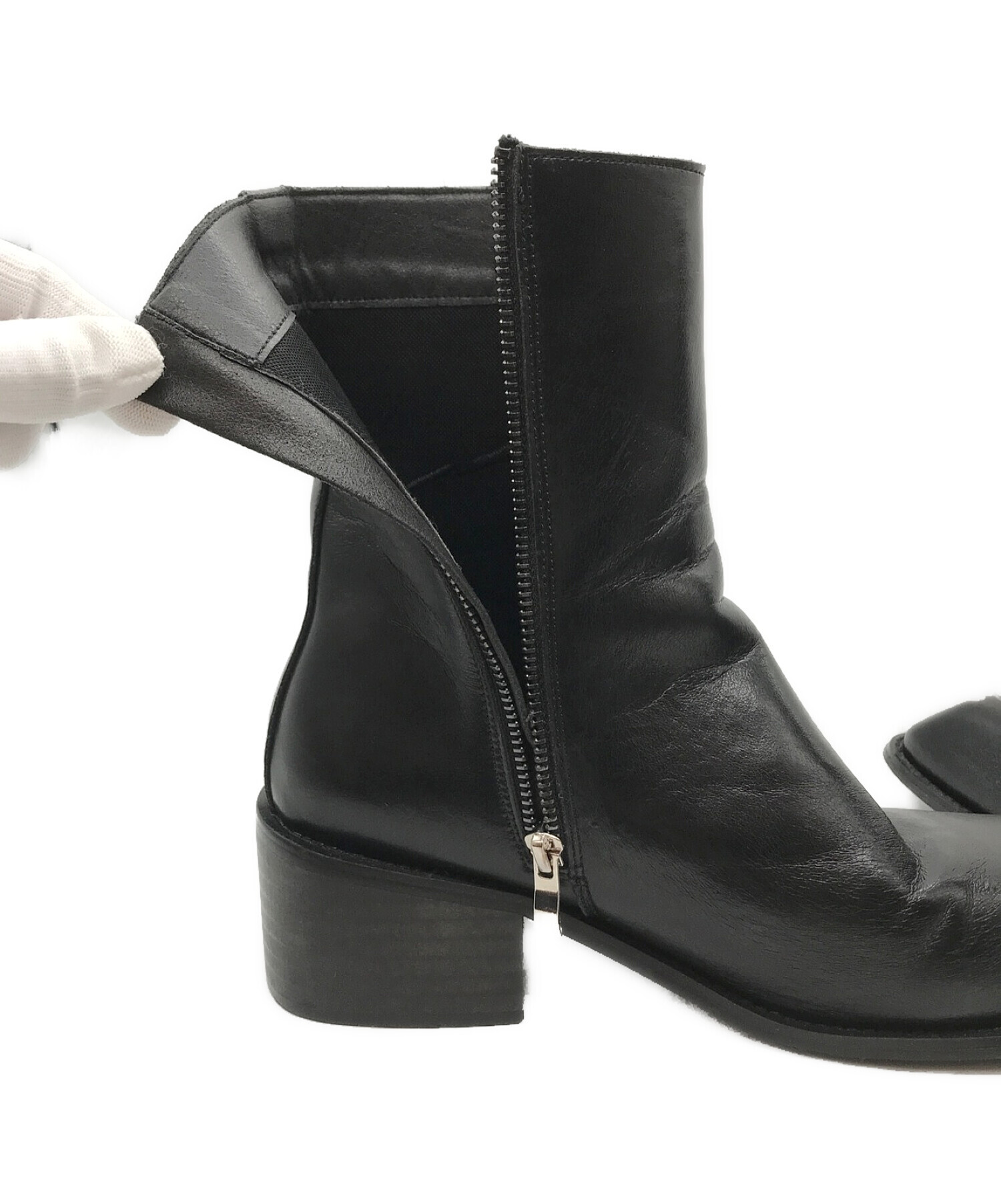 soerte (ソエルテ) Square toe leather boots スクエアトゥレザーブーツ ブラック サイズ:41