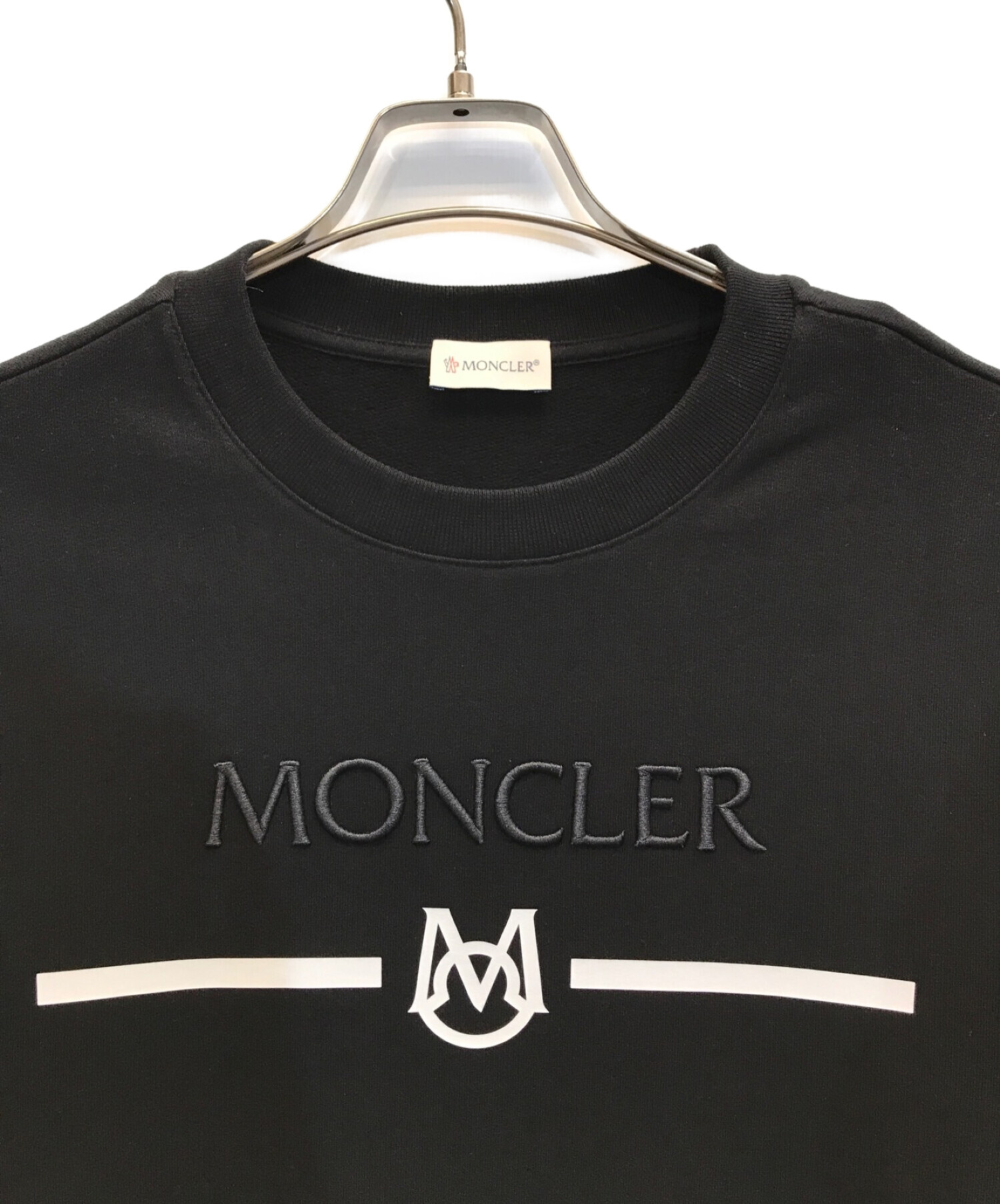 MONCLER (モンクレール) ロゴ刺繍クルーネックスウェット ブラック サイズ:L 未使用品