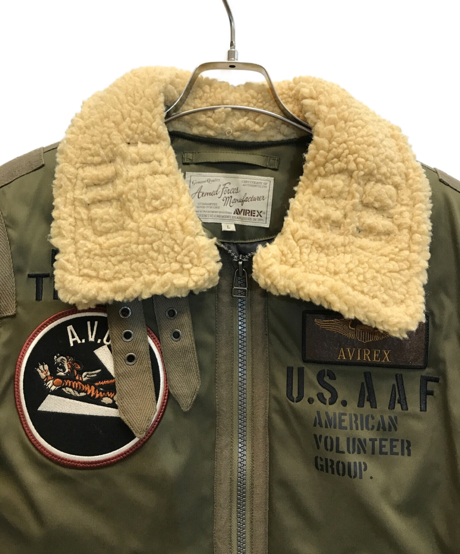 AVIREX (アヴィレックス) PADDING B-3 AAF JACKET パディング B-3 AFF ジャケット　ワッペンフライトジャケット  カーキ サイズ:L