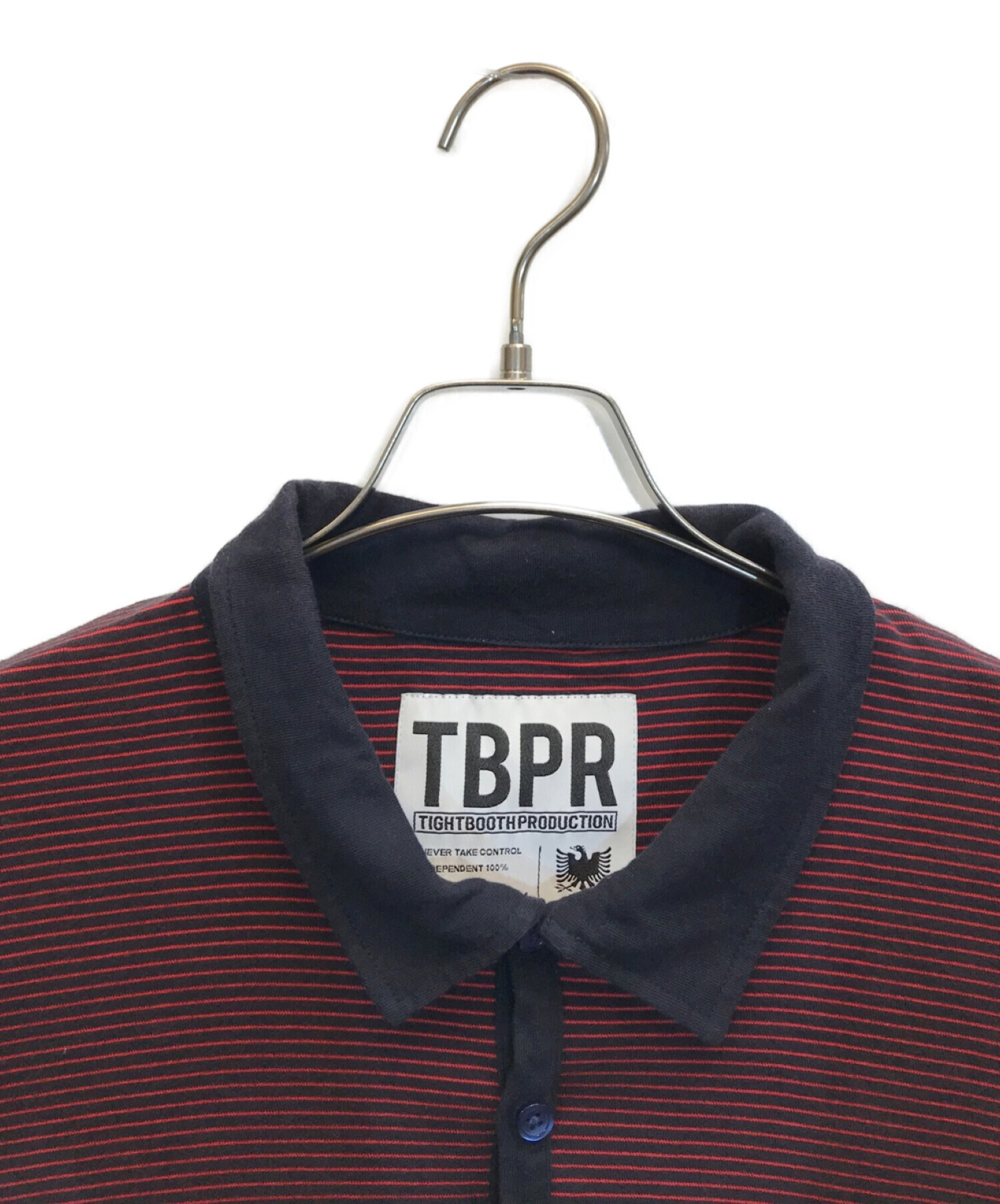 TIGHTBOOTH PRODUCTION (タイトブースプロダクション) STRIPE POLO SHIRT ストライプポロシャツ レッド×ネイビー  サイズ:XL