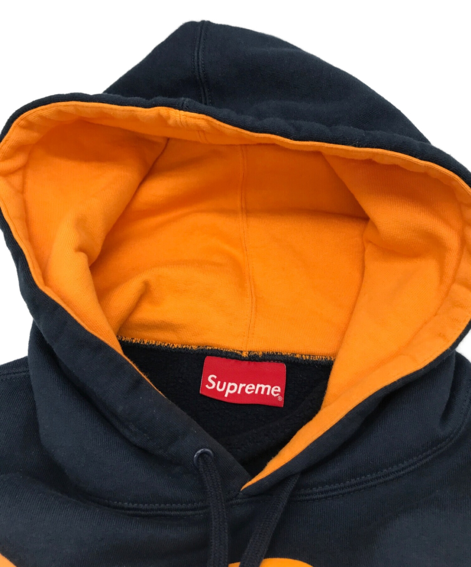 SUPREME (シュプリーム) 19AW Spread Logo Hooded Sweatshirt スプレッドロゴスウェットパーカー  ネイビー×オレンジ サイズ:M