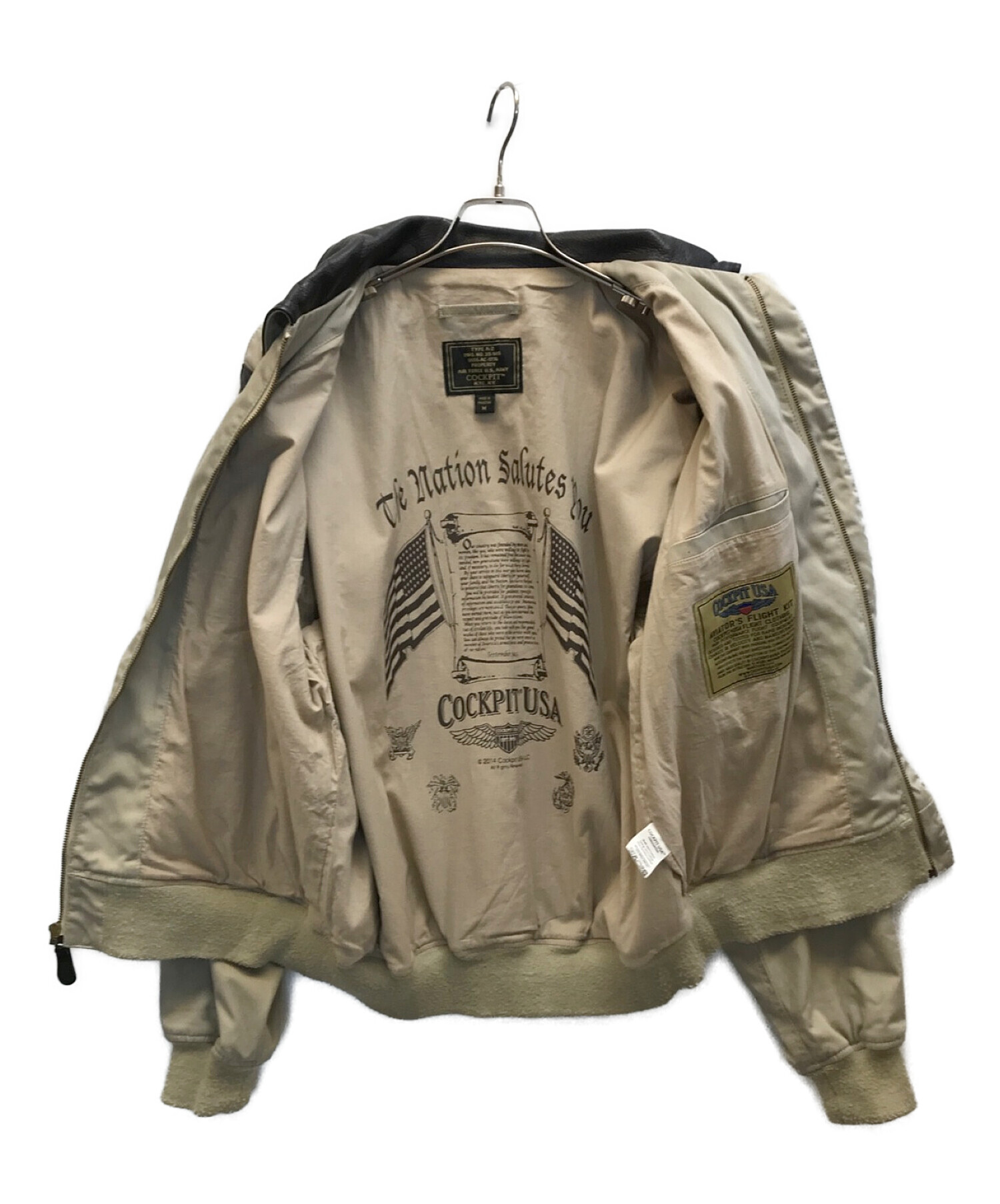 COCKPIT USA (コックピットユーエスエー) Cotton A-2 Flight Jacket / コットンA-2フライトジャケット ベージュ  サイズ:M