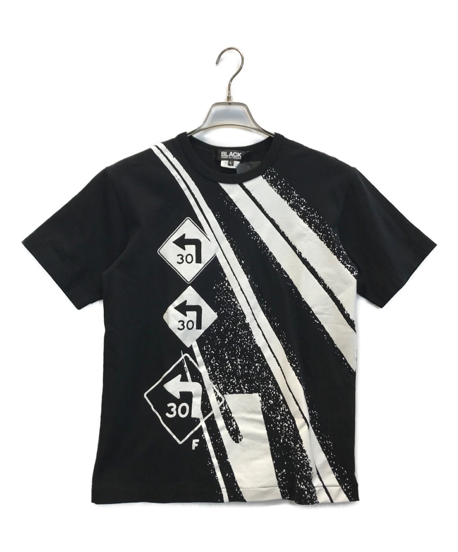 BLACK COMME des GARCONS (ブラック コムデギャルソン) プリントTシャツ ブラック サイズ:L 未使用品