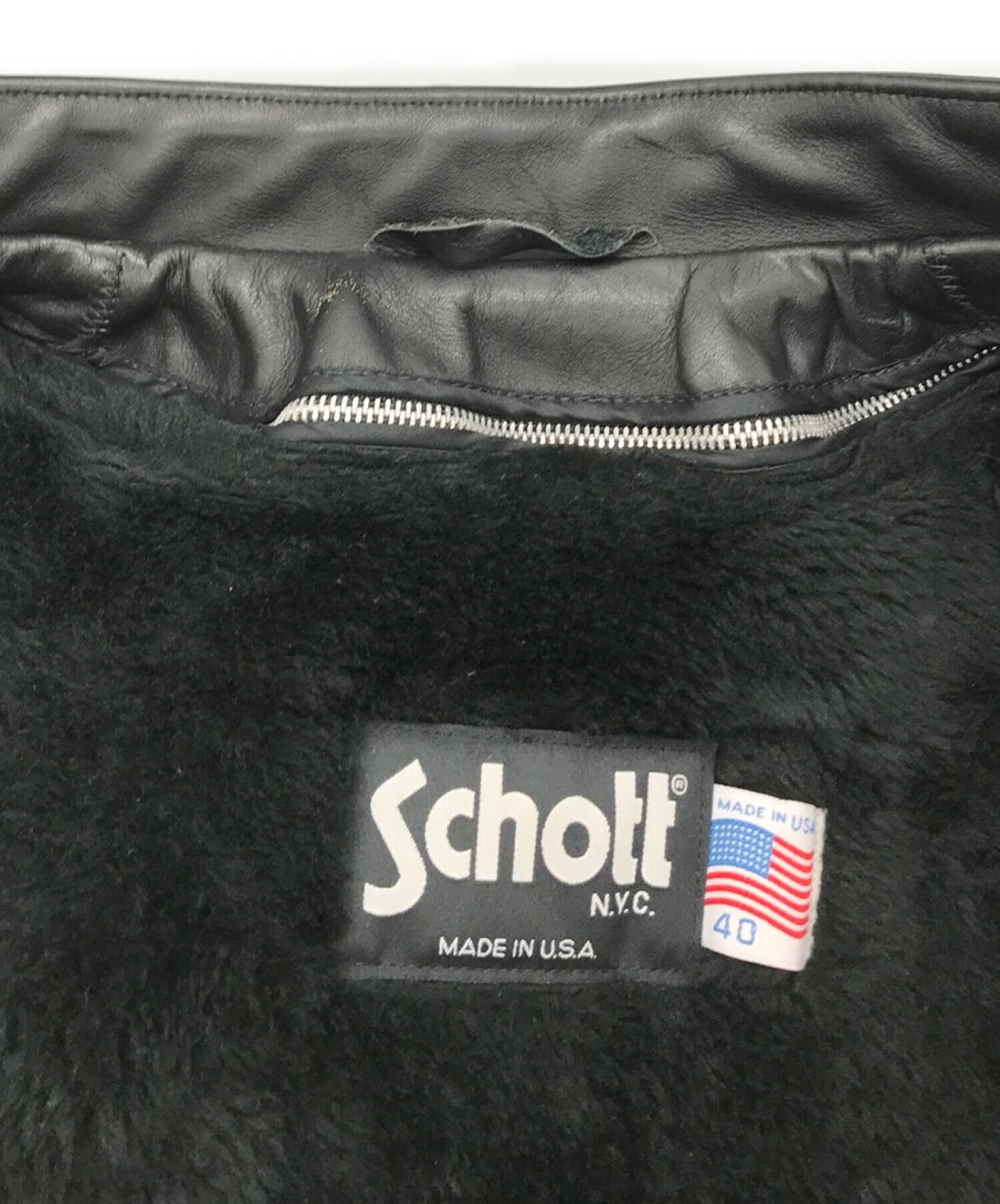 Schott (ショット) 641ボアライナー付シングルライダースジャケット ブラック サイズ:40