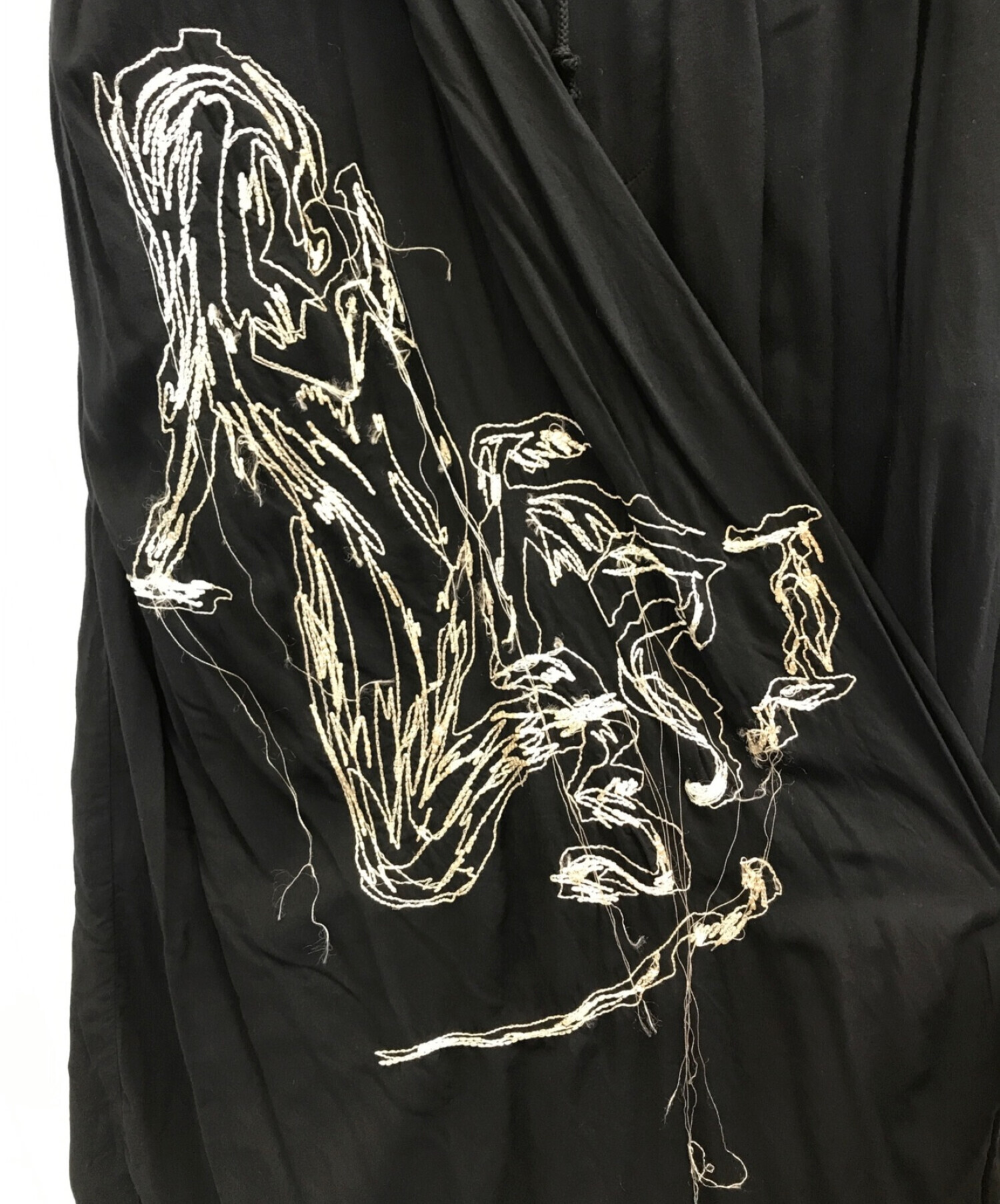 YOHJI YAMAMOTO (ヨウジヤマモト) 20SS 刺繍ラップワイドパンツ ブラック サイズ:2