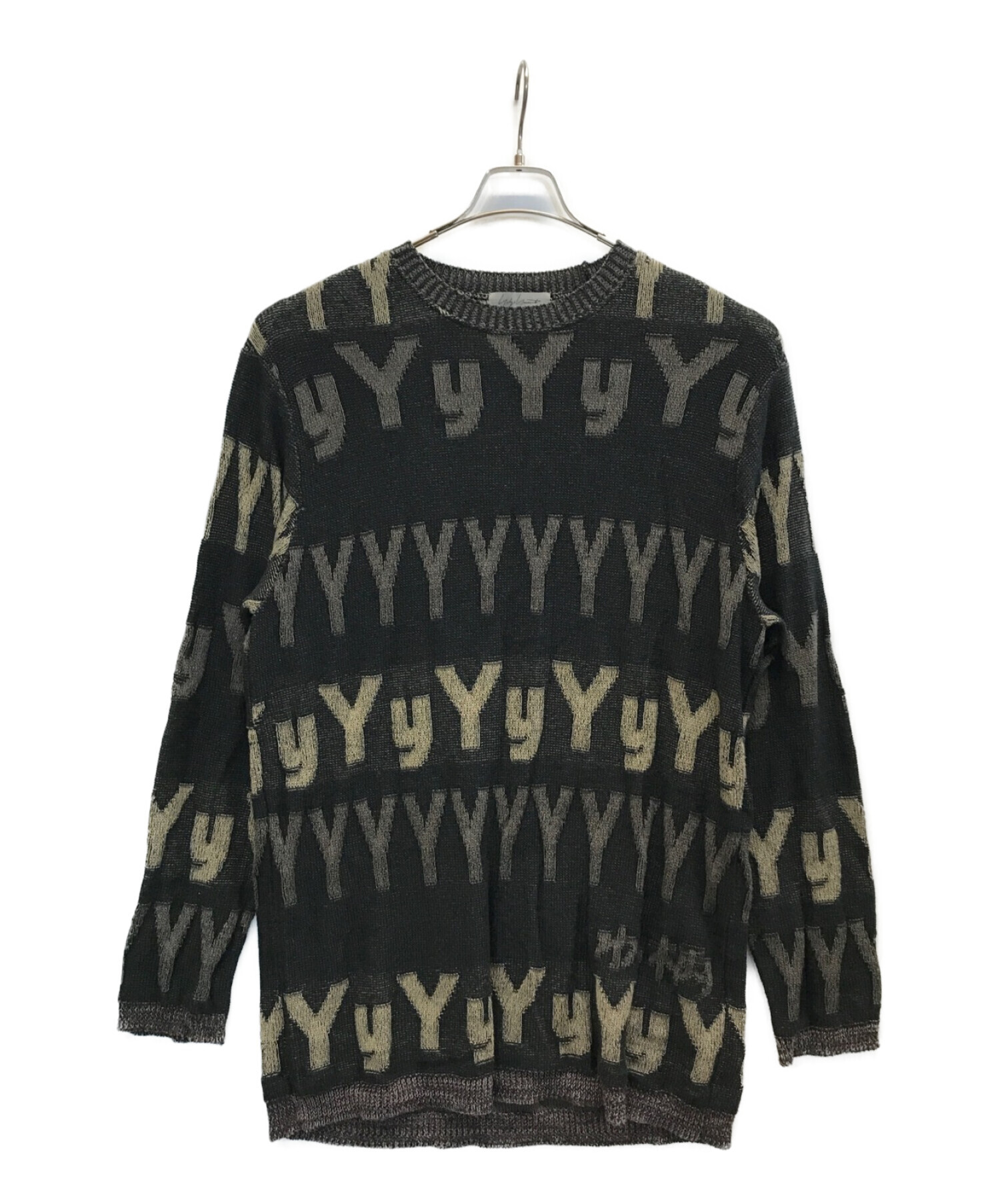 Yohji Yamamoto pour homme (ヨウジヤマモト プールオム) ALL OVER LOGO KNIT SWEATER /  ロングオーバーロゴニットスウェット ブラック サイズ:3