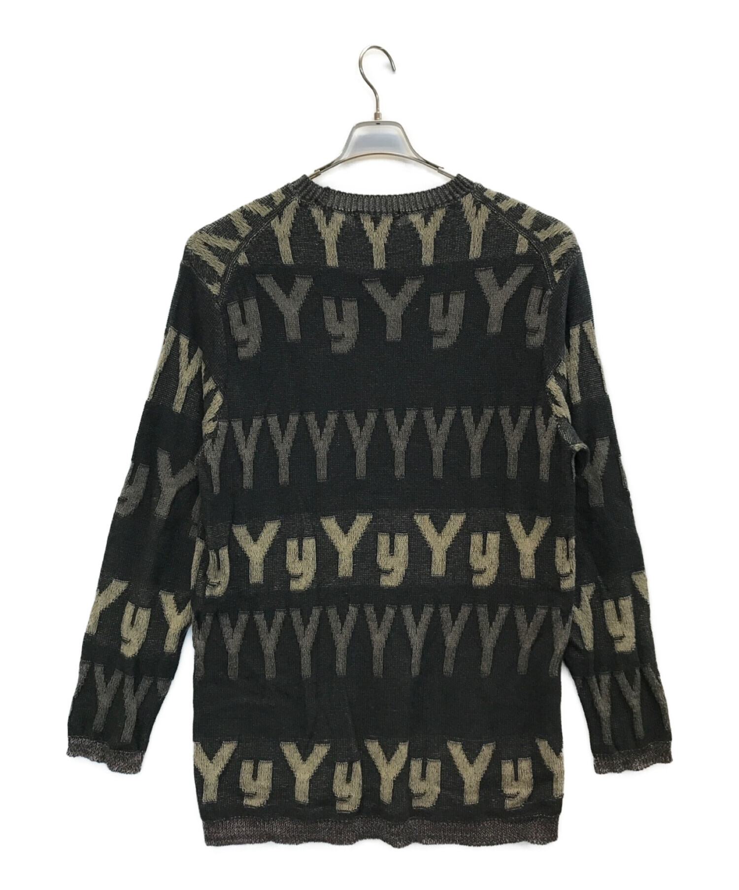 Yohji Yamamoto pour homme (ヨウジヤマモト プールオム) ALL OVER LOGO KNIT SWEATER /  ロングオーバーロゴニットスウェット ブラック サイズ:3