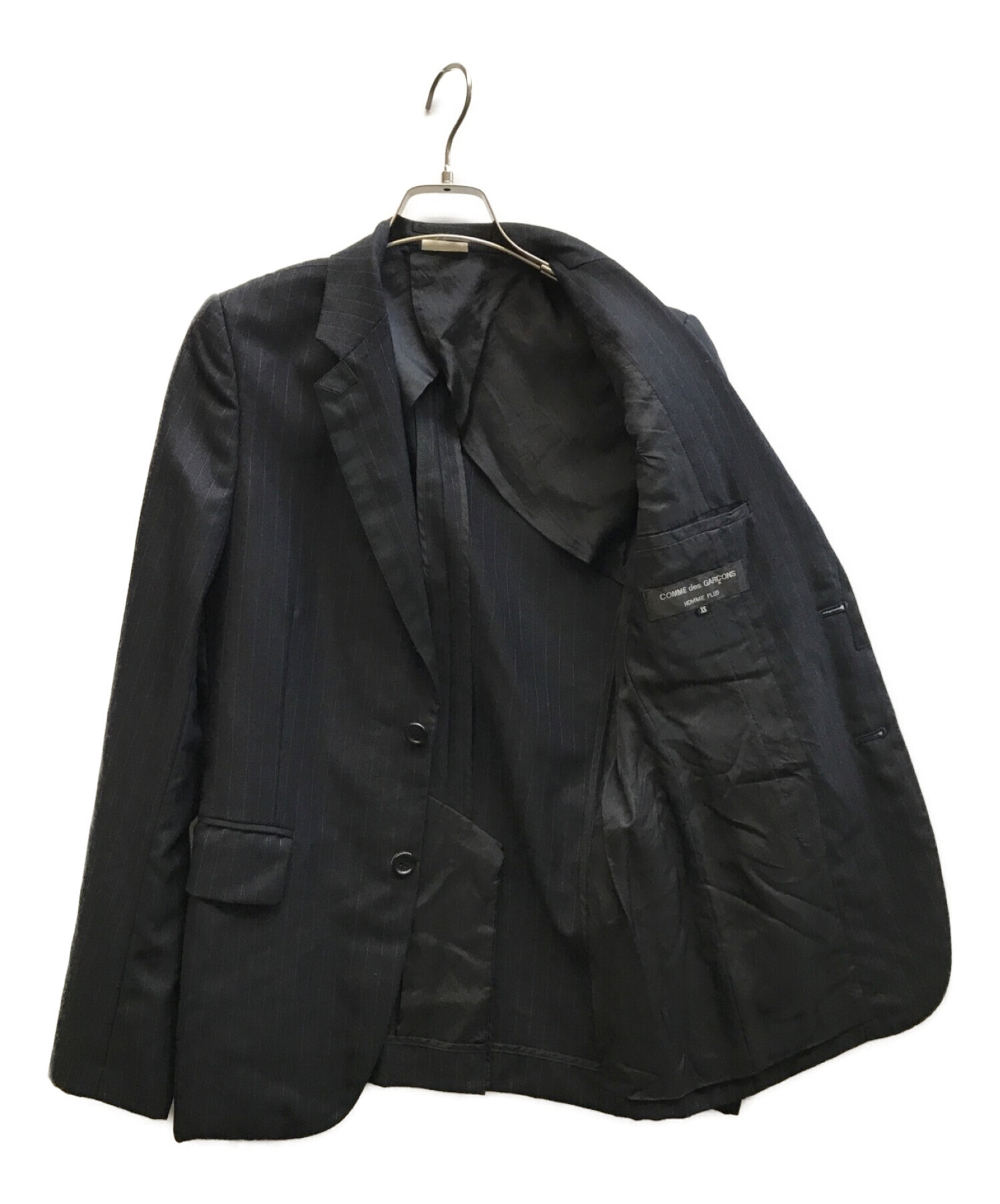 COMME des GARCONS HOMME PLUS (コムデギャルソンオムプリュス) ストライプテーラードジャケット ブラック サイズ:xs