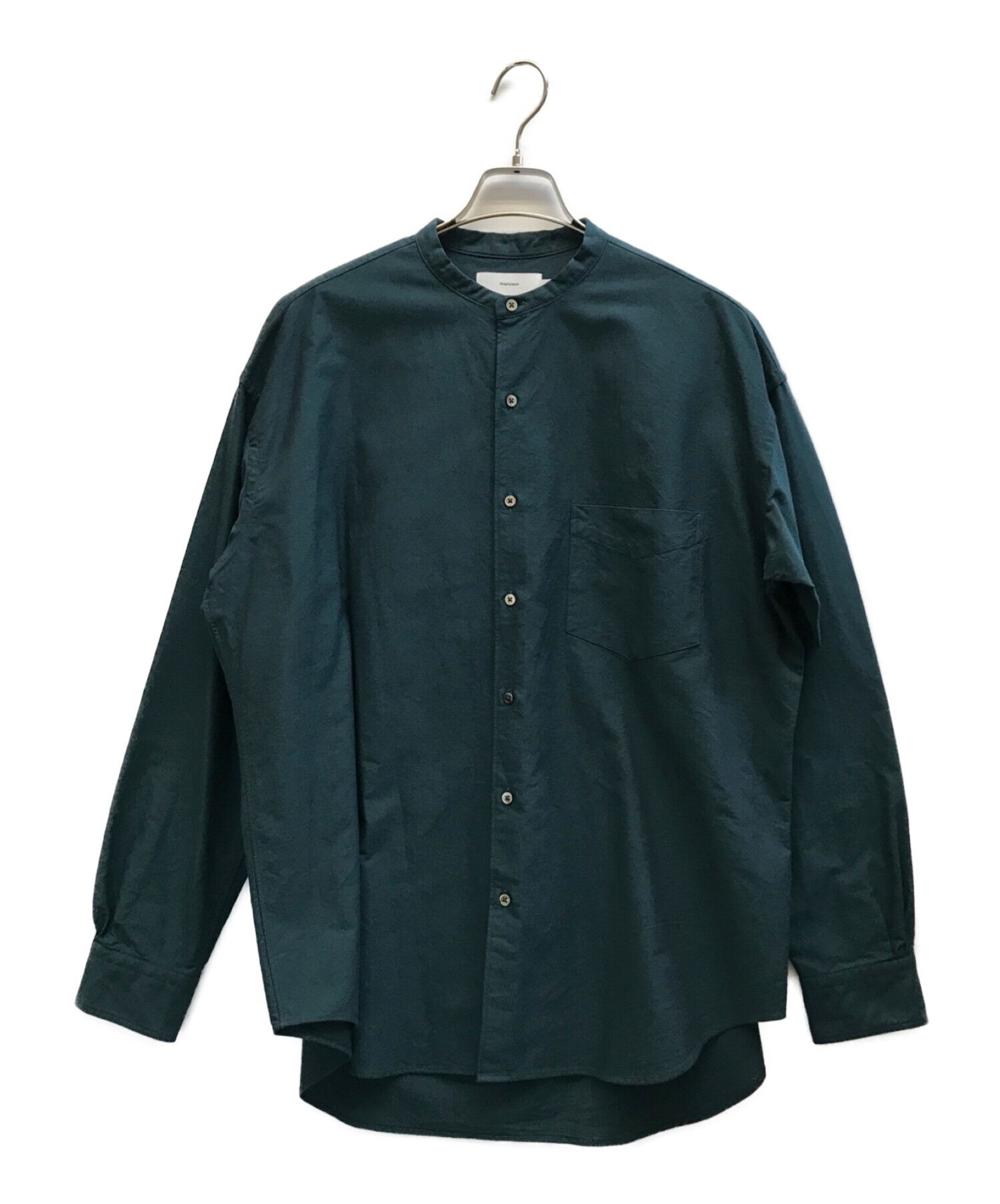 Graphpaper (グラフペーパー) Oxford L/S Band Collar Box Shirt / オックスフォードバンドカラーシャツ  グリーン サイズ:2