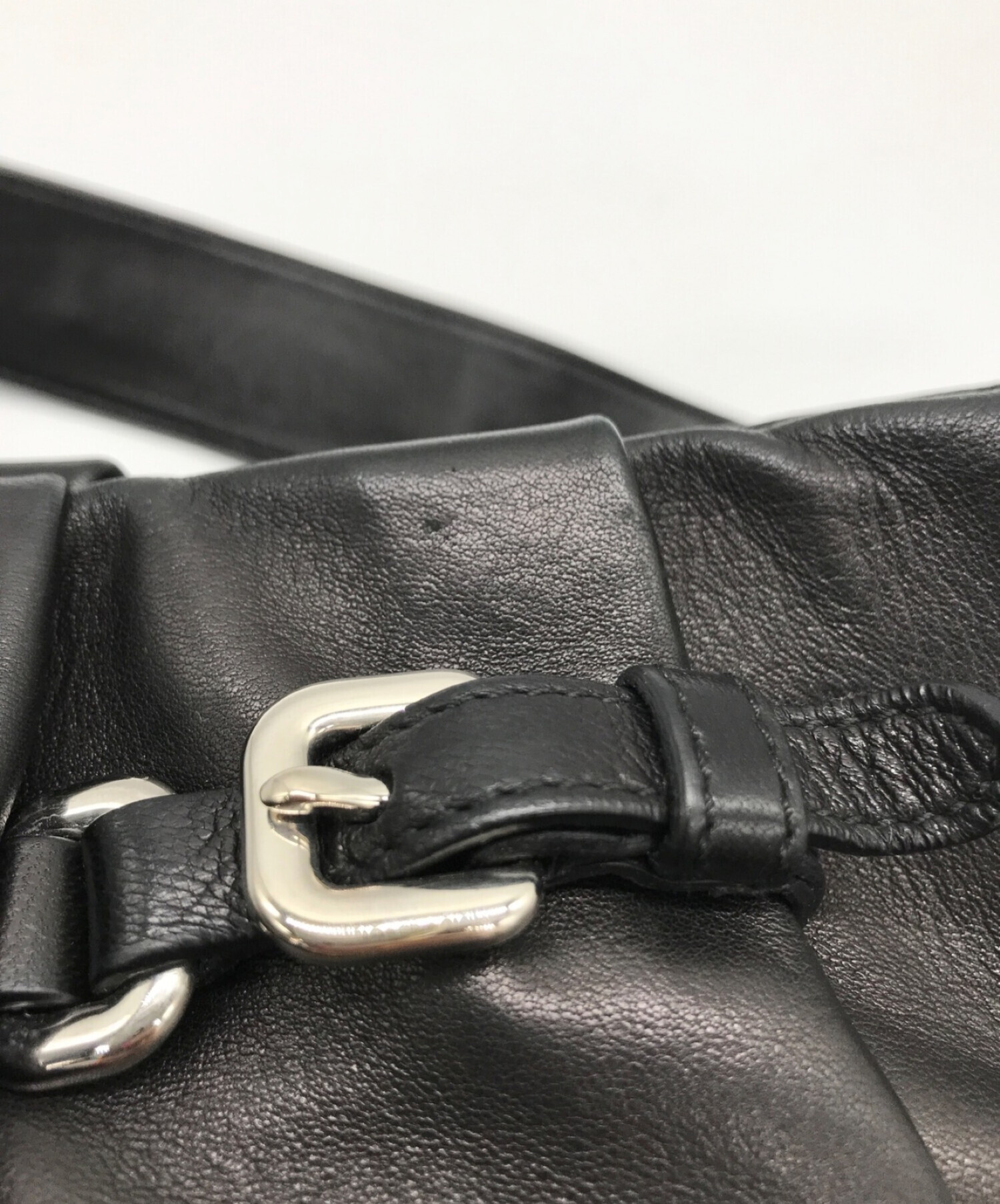 中古・古着通販】PRADA (プラダ) レザーワンショルダーバッグ ブラック