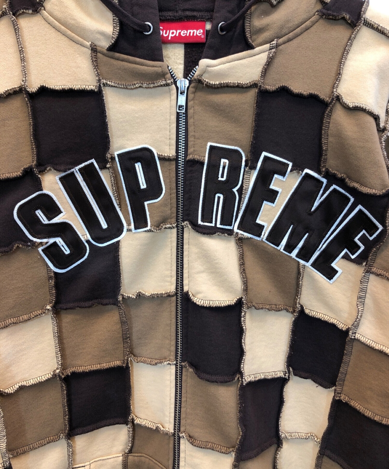 SUPREME (シュプリーム) 22SS Reverse Patchwork Zip Up Hooded Sweatshirt ブラウン  サイズ:XXL