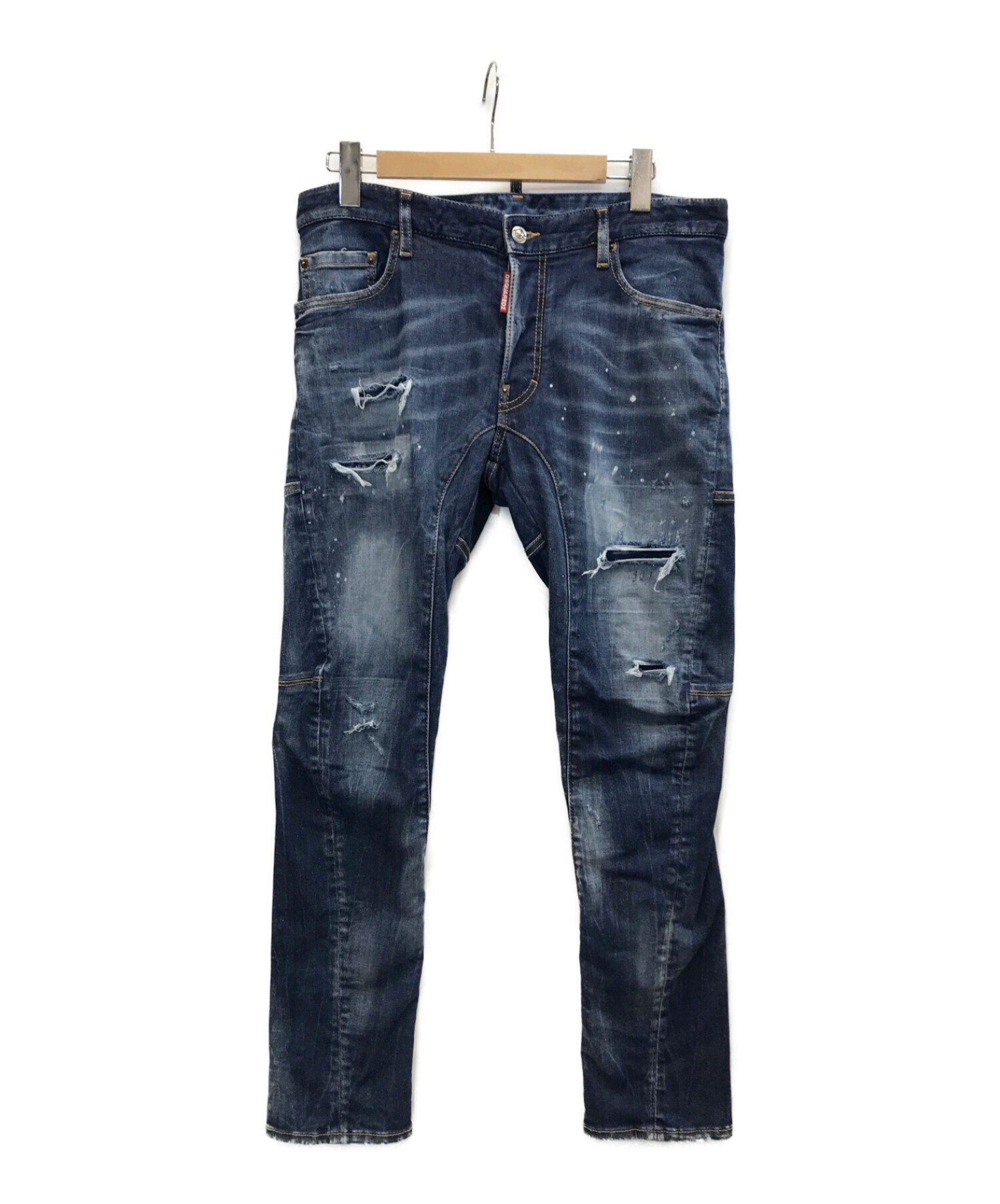 DSQUARED2 (ディースクエアード) 22SS DARK RIPPED BLUE WASH TIDY BIKER JEANS　バイカー ジーンズ  インディゴ サイズ:48