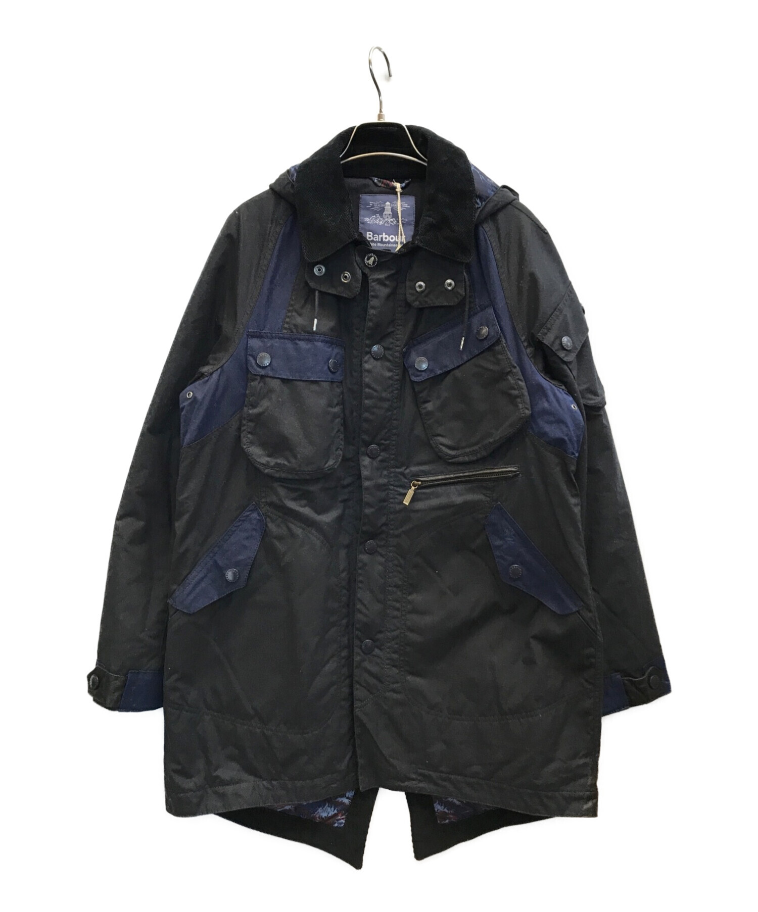 Barbour (バブアー) WHITE MOUNTAINEERING (ホワイトマウンテ二アニング) BLEAKAZUMA WAX JACKET　 コラボワックスジャケット ネイビー×ブラック サイズ:M