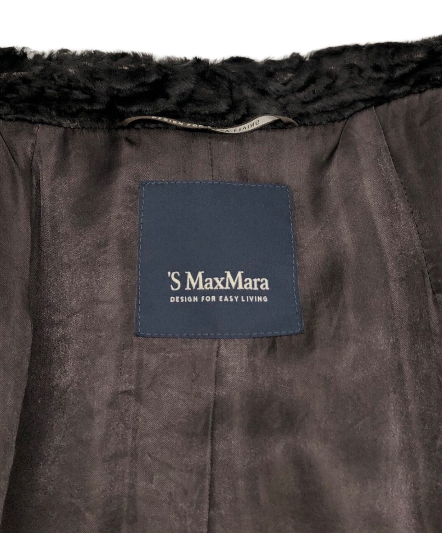 'S Max Mara (エスマックスマーラ) ノーカラー ミドルコート ブラック サイズ:38