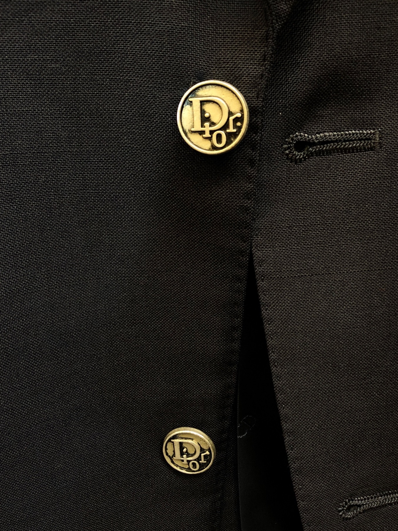 Christian Dior (クリスチャン ディオール) ロゴボタンテーラードジャケット ネイビー サイズ:92-82-180