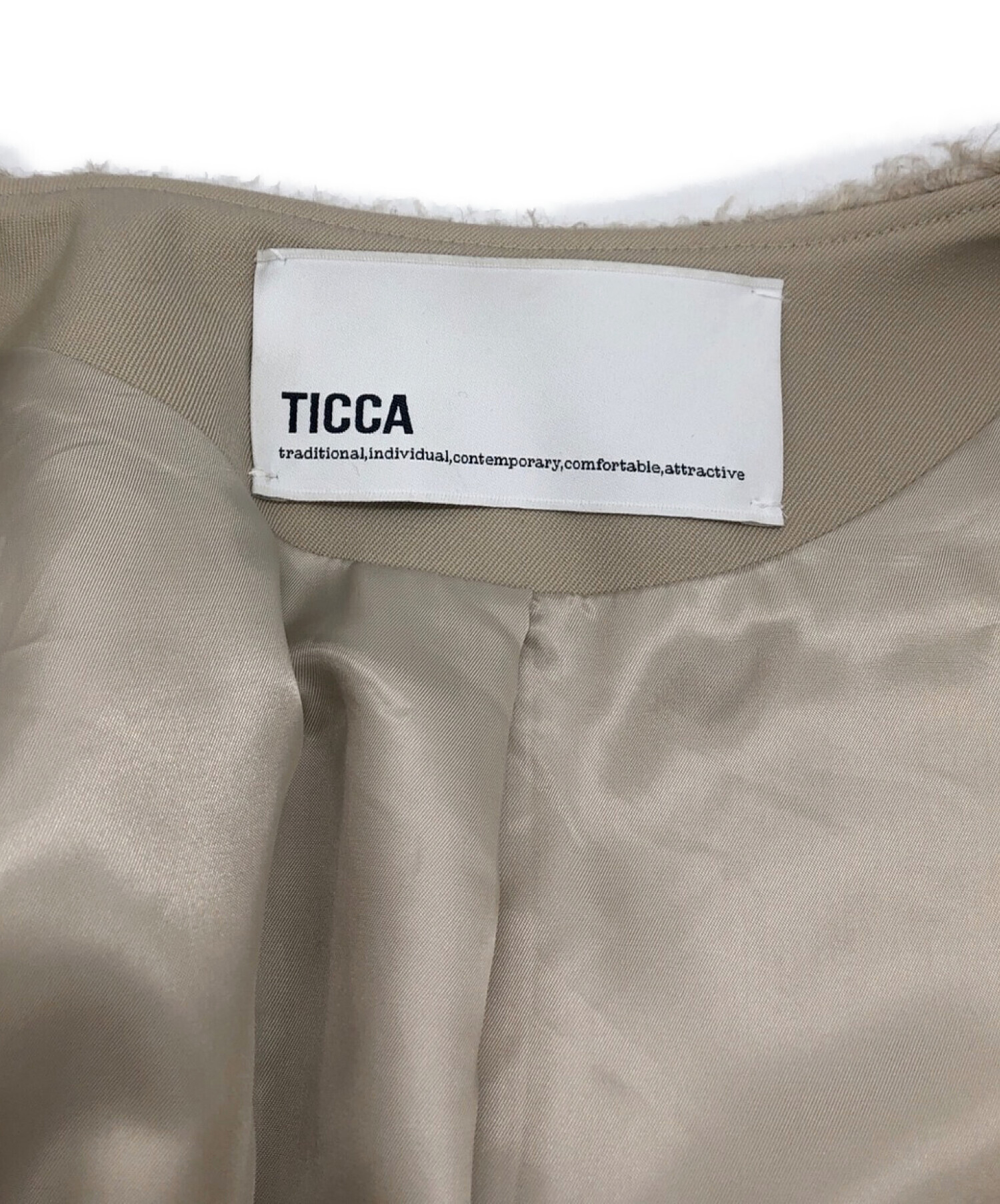 中古・古着通販】ticca (ティッカ) ウールファーノーカラーコート