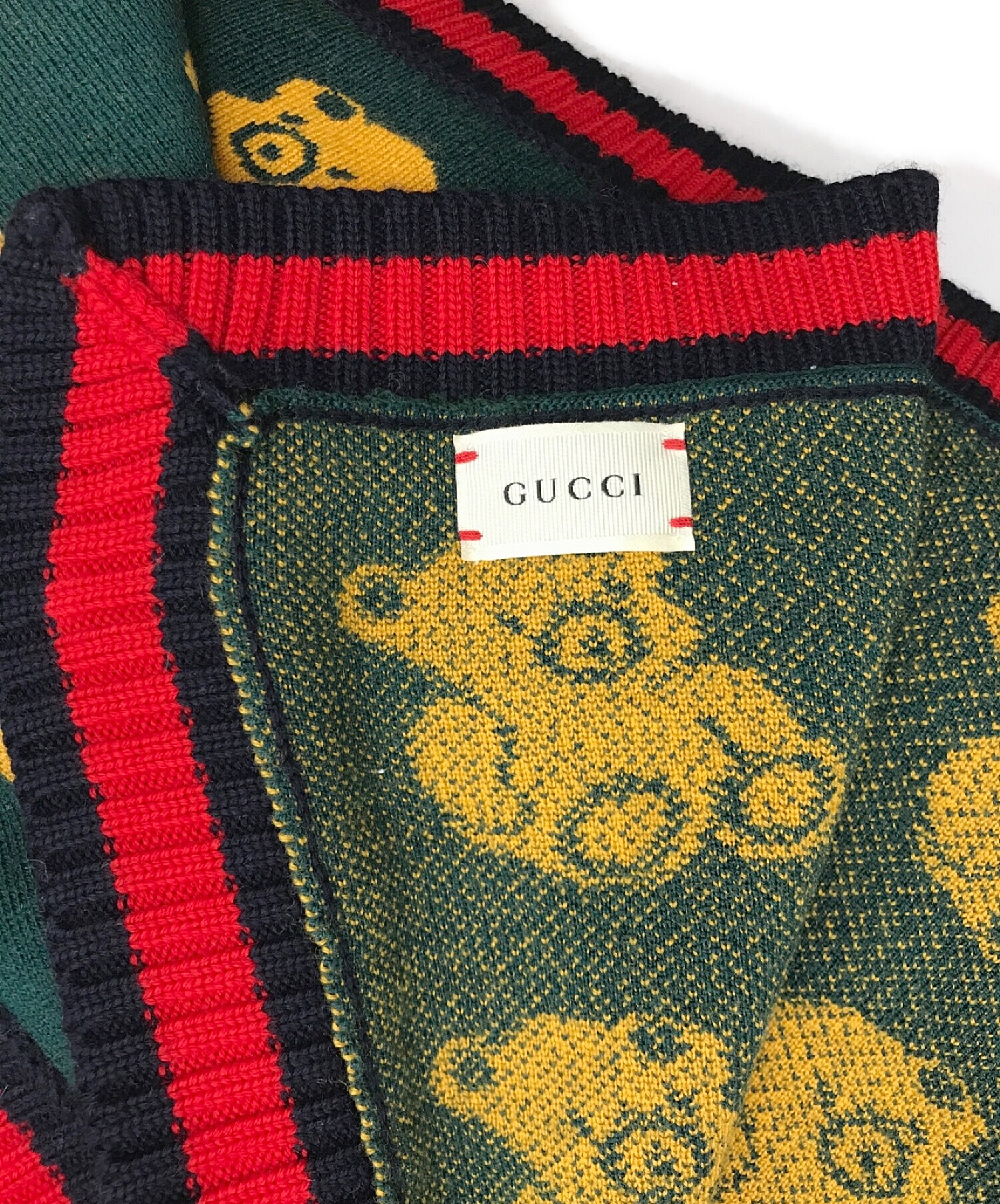 中古・古着通販】GUCCI (グッチ) テディベア柄ブランケット グリーン