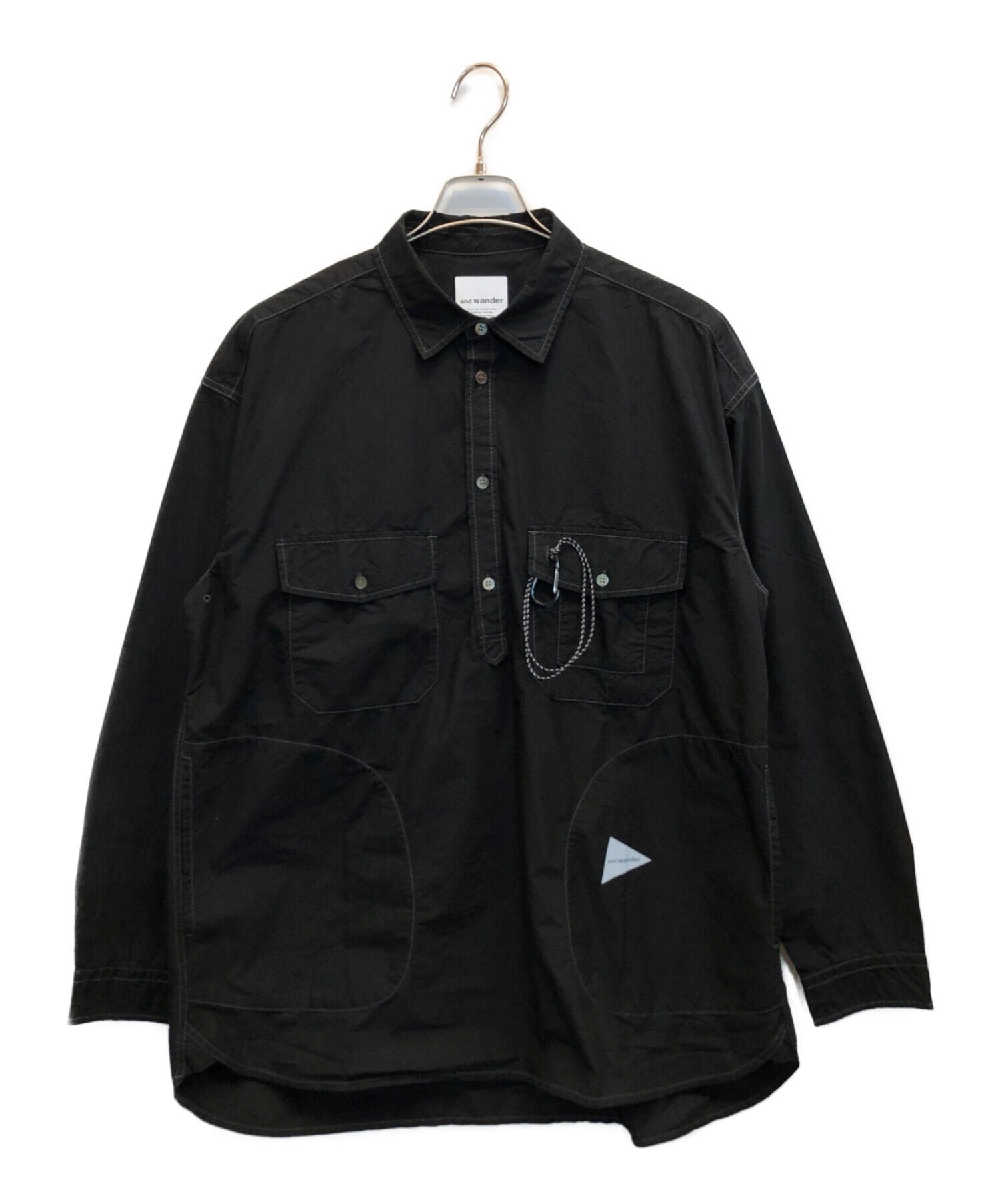 and wander (アンドワンダー) CORDURA typewriter LS over shirt ブラック サイズ:XXL