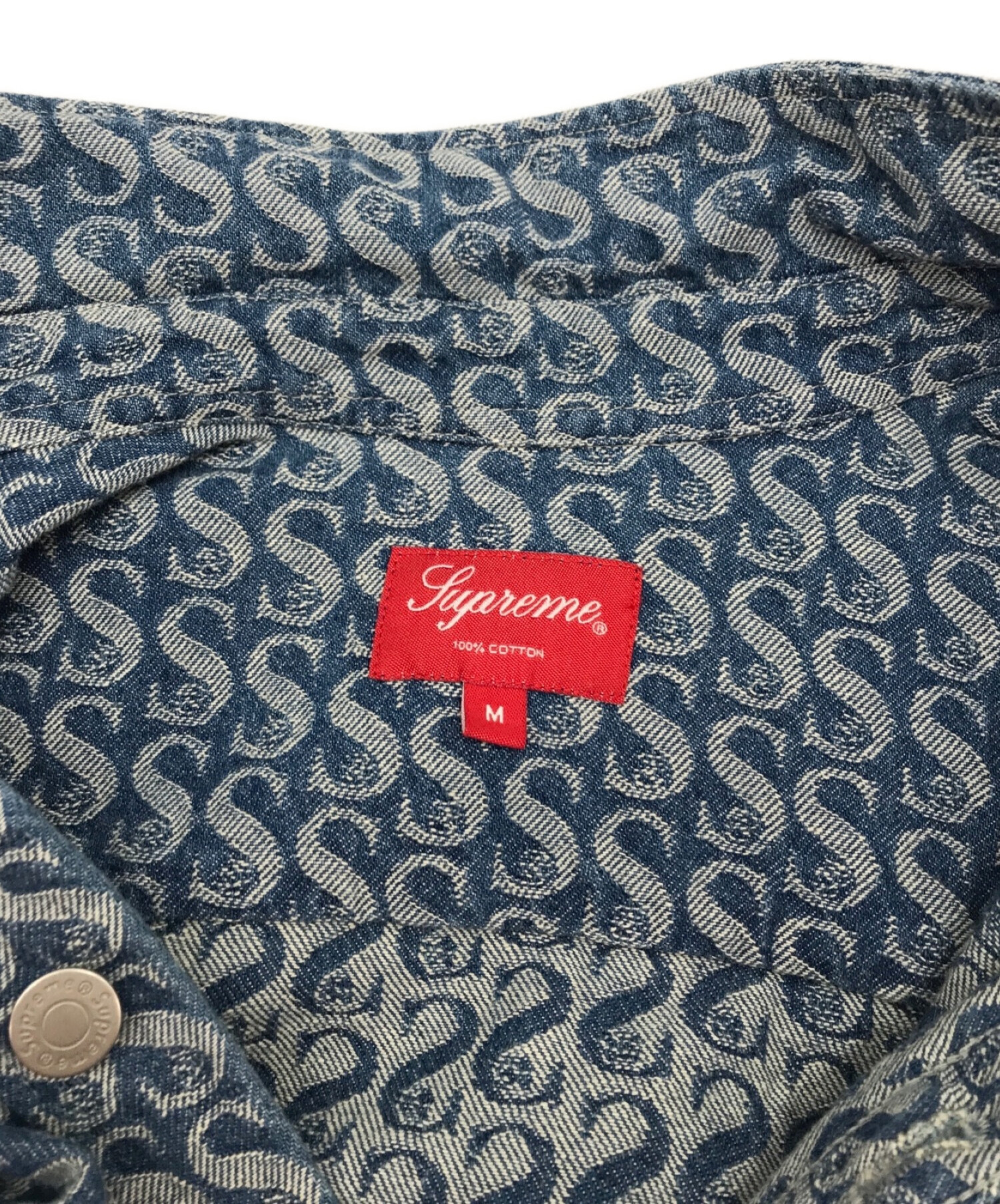 SUPREME (シュプリーム) 21AW Monogram Denim Shirt モノグラムデニムシャツ インディゴ サイズ:M