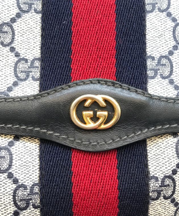 GUCCI (グッチ) シェリーライン クラッチバッグ ネイビー