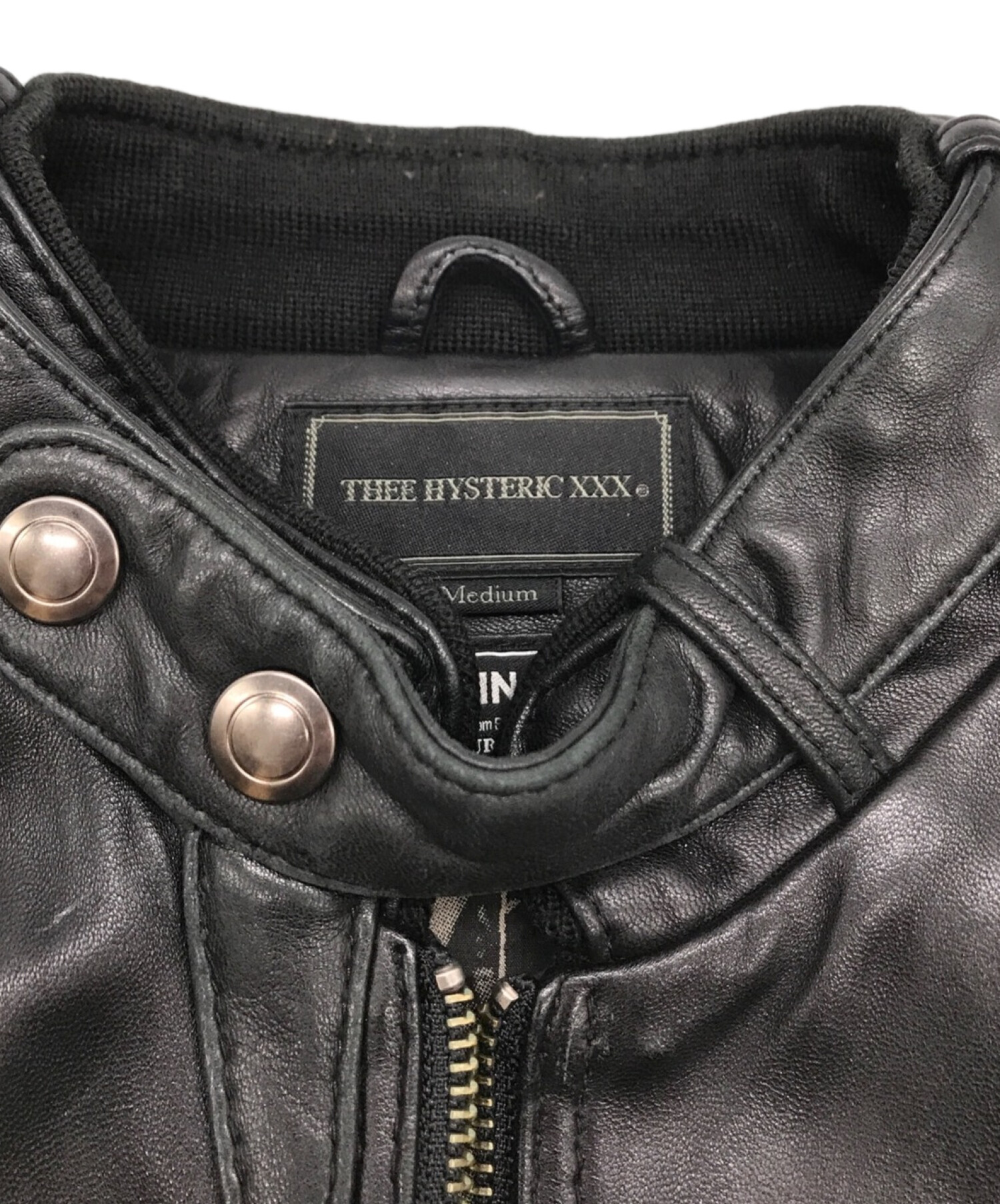 Thee Hysteric XXX (ジィ ヒステリックトリプルエックス) シープレザーシングルライダース ブラック サイズ:M