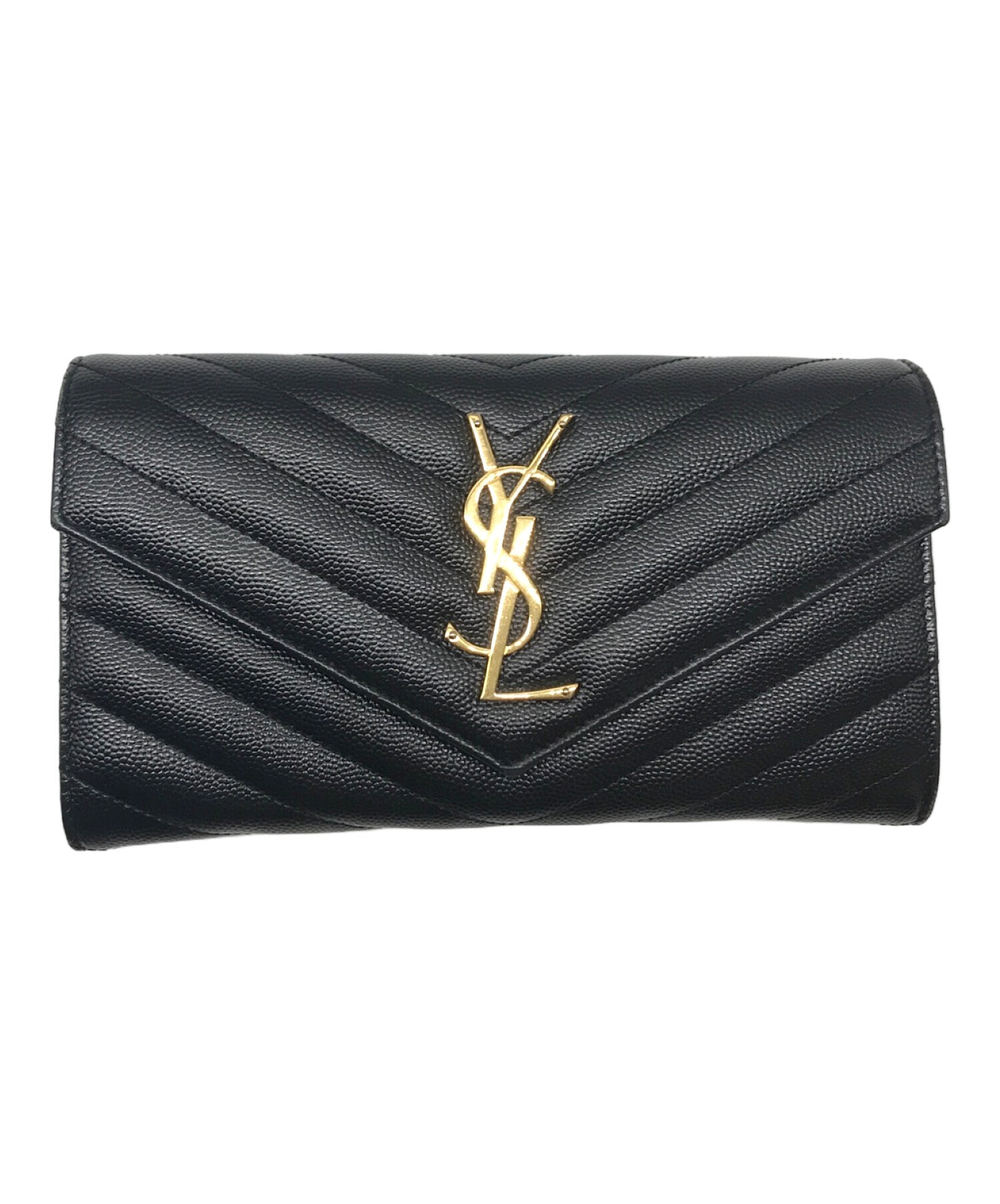 中古・古着通販】Saint Laurent Paris (サンローランパリ) YSLロゴ Vステッチロングウォレット ブラック｜ブランド・古着通販  トレファク公式【TREFAC FASHION】スマホサイト