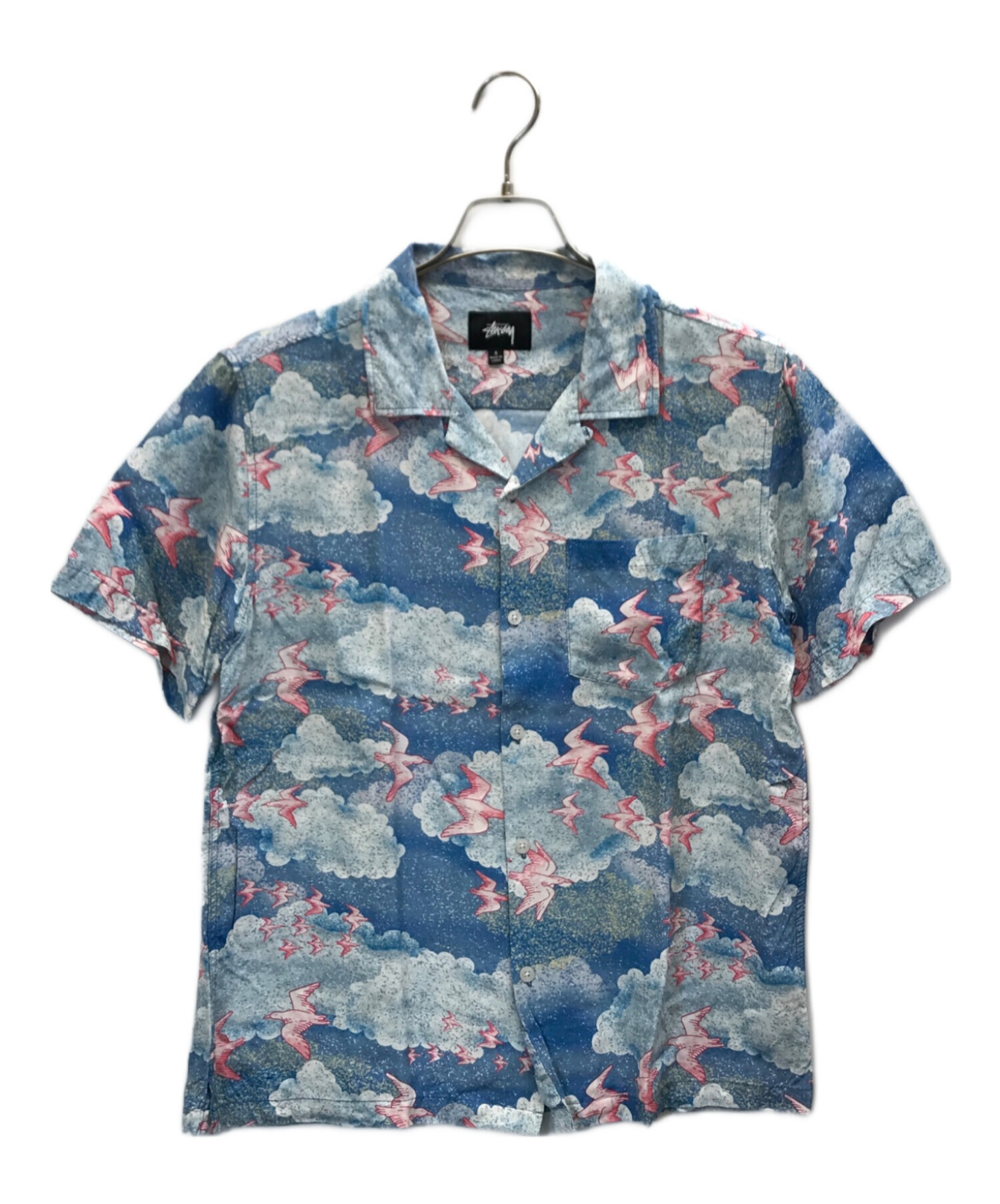 stussy (ステューシー) CLOUD AND BIRDS SHIRT アロハシャツ ブルー サイズ:S