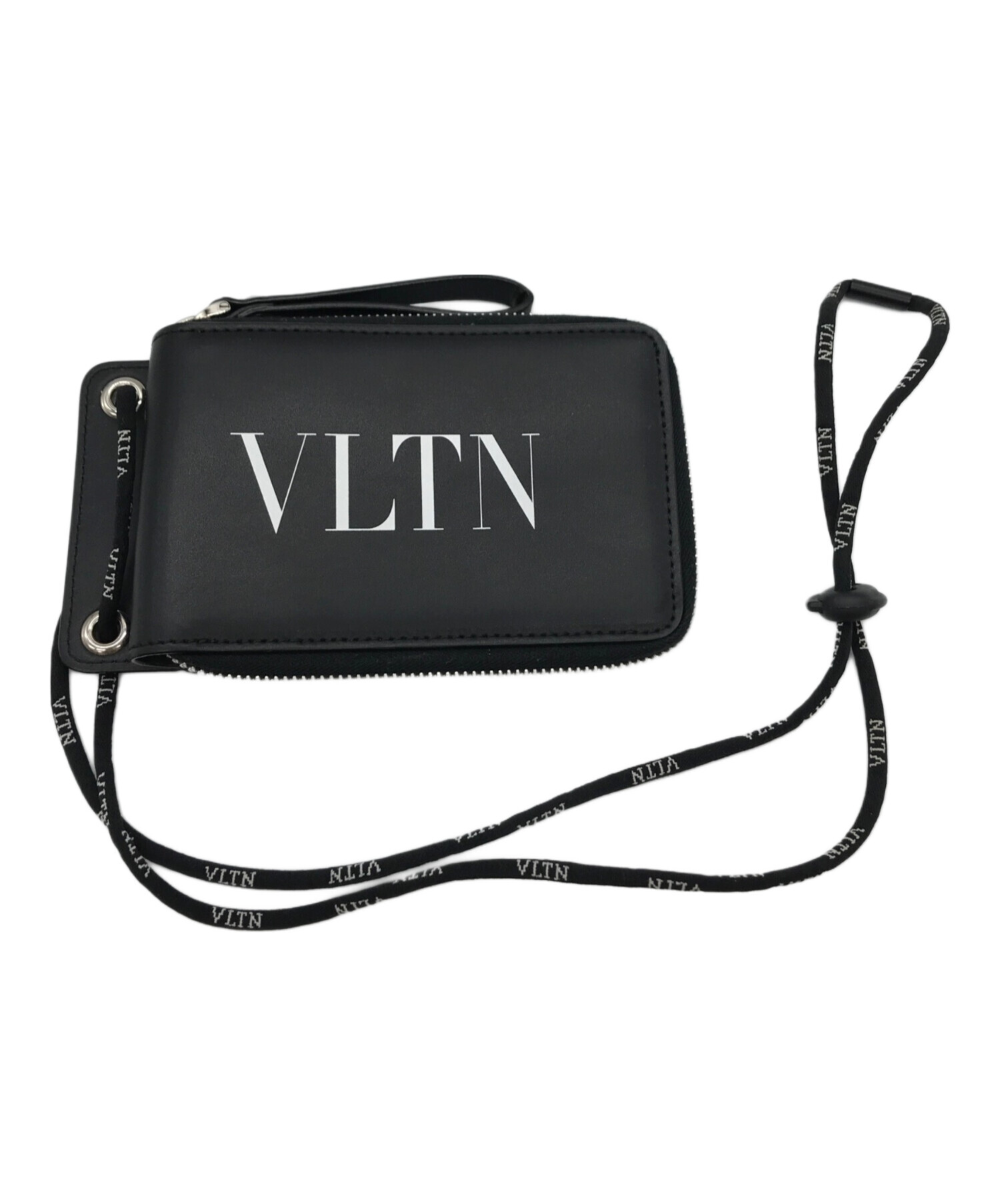 VALENTINO (ヴァレンティノ) VLTN ネックストラップ ウォレット ブラック