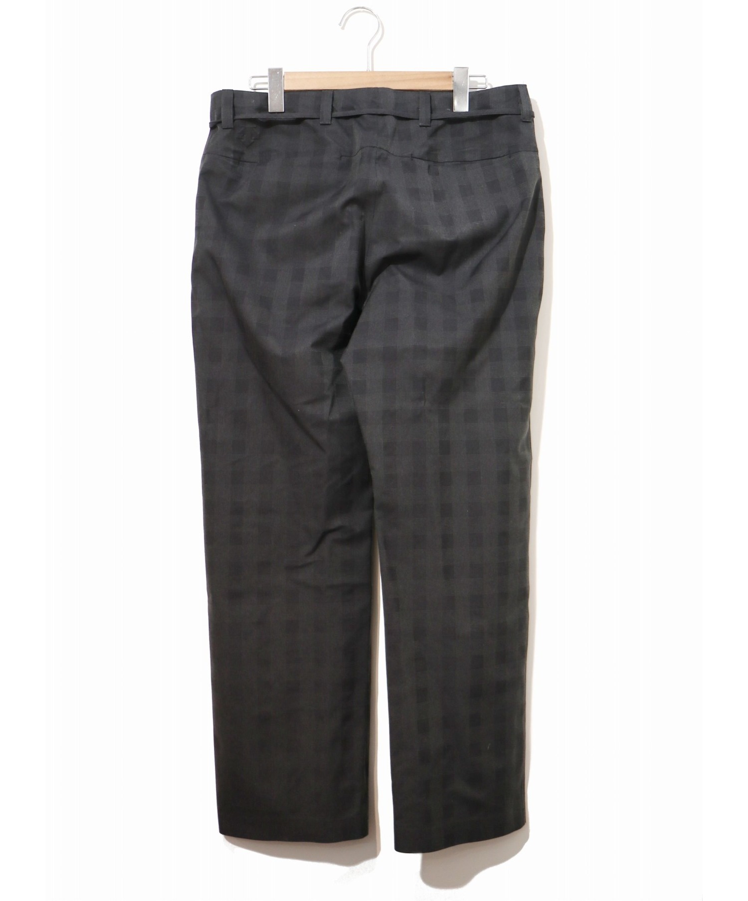 DESCENTE PAUSE (デサントポーズ) チェックワイドテーパードパンツ グレー サイズ:L CHECK WIDE TAPERED PANTS