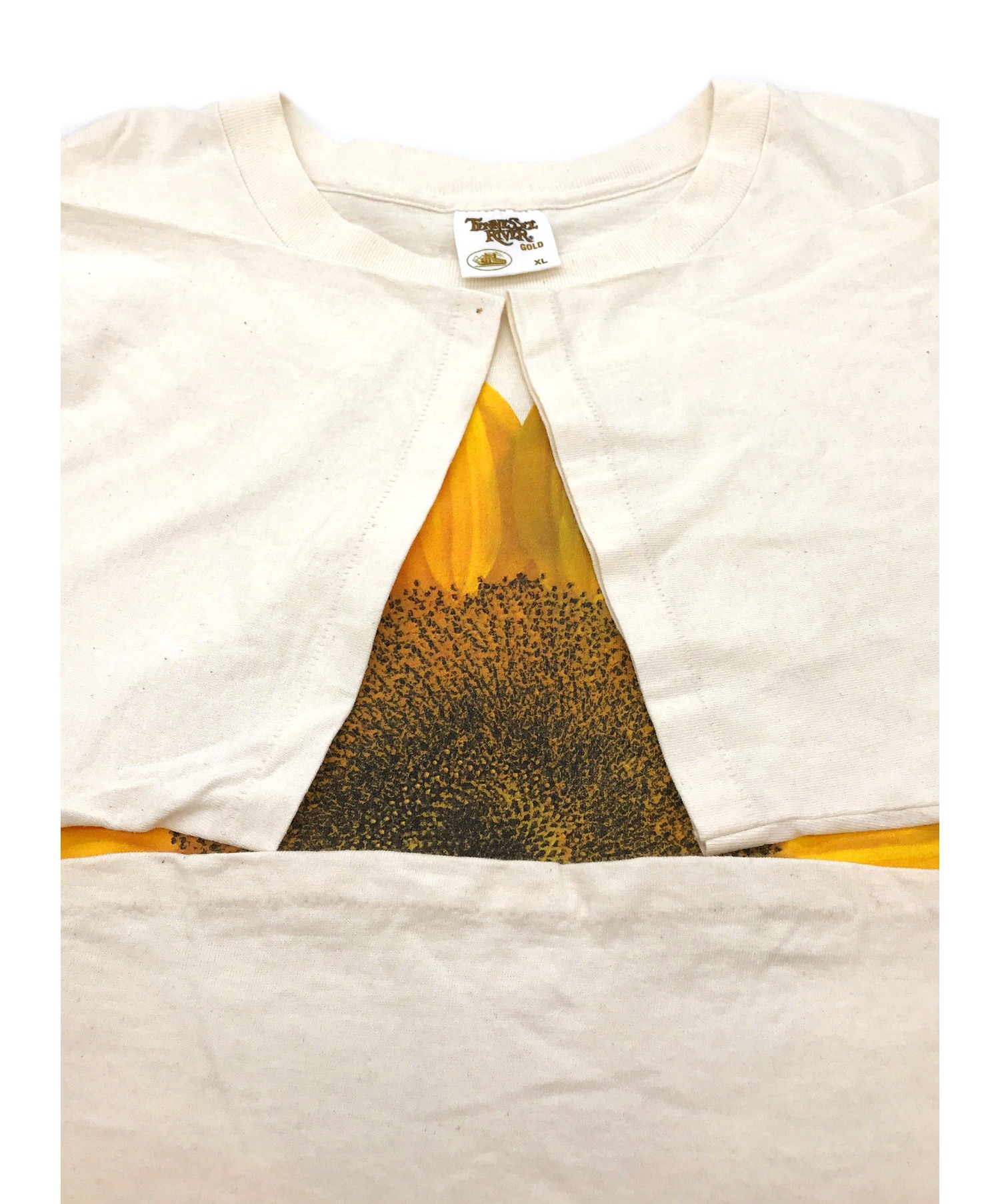 studio Q (スタジオＱ) [古着]90’sひまわりアートTシャツ ベージュ サイズ:XL TENNESSEE RIVER・SUN FLOWER