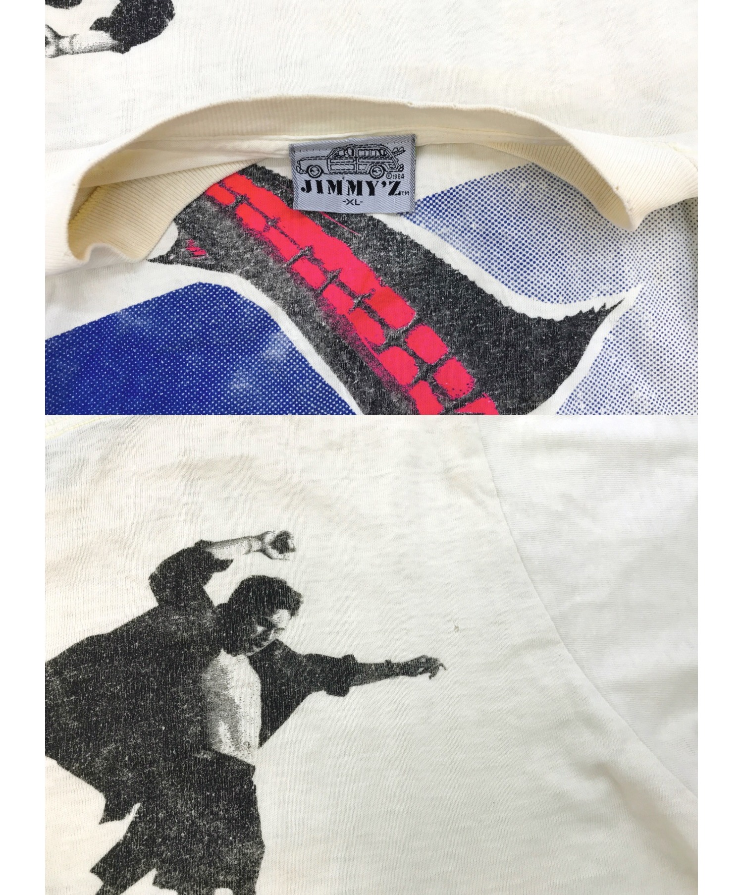 JIMMYZ (ジミーズ) [古着]80’sHOSOIプリントTシャツ ベージュ サイズ:XL  クリスチャンホソイ・激レア・84年コピーライト・ヴィンテージスケート