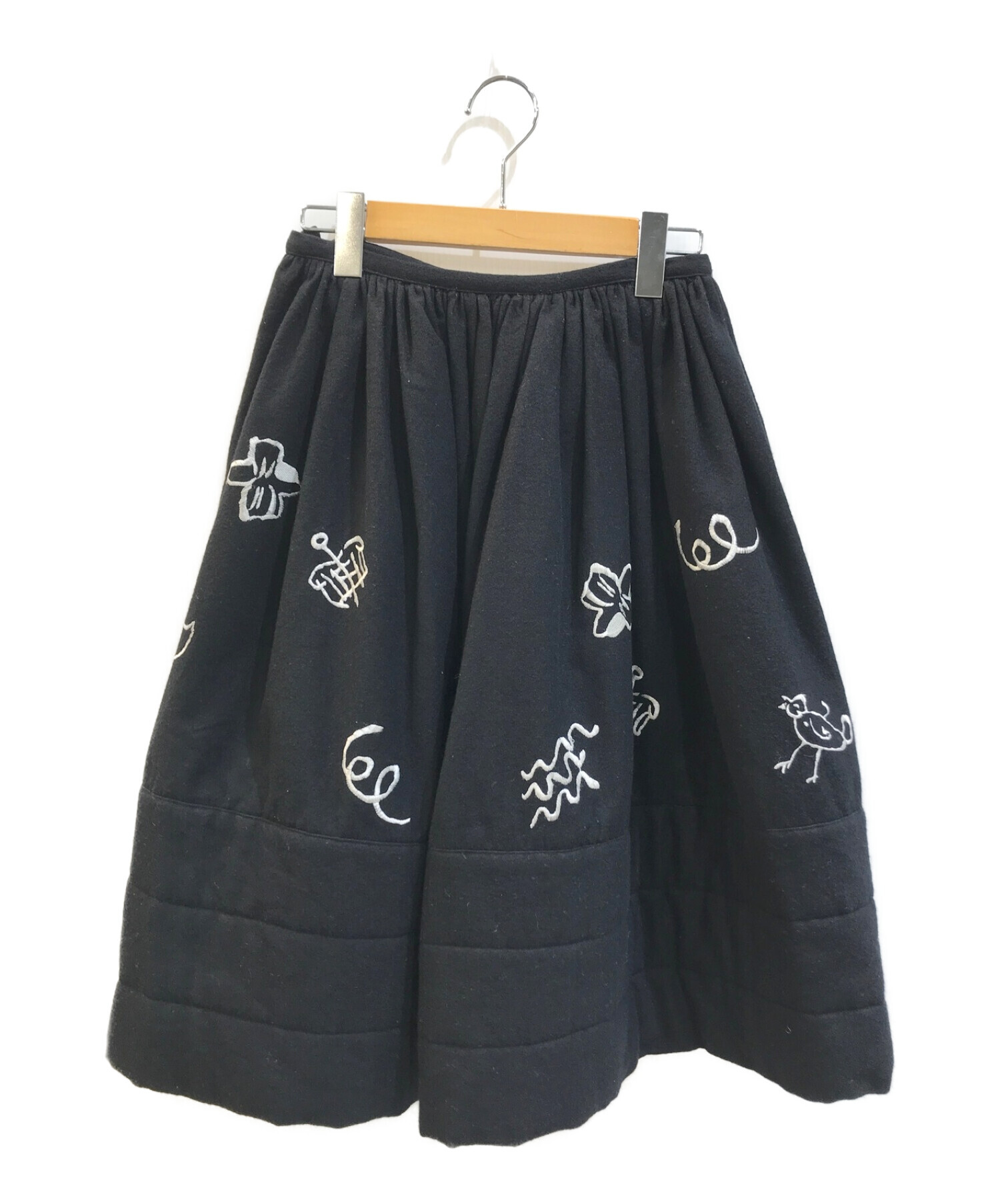 COMME des GARCONS (コムデギャルソン) [OLD]アイコン刺繍ボリュームスカート ブラック サイズ:M
