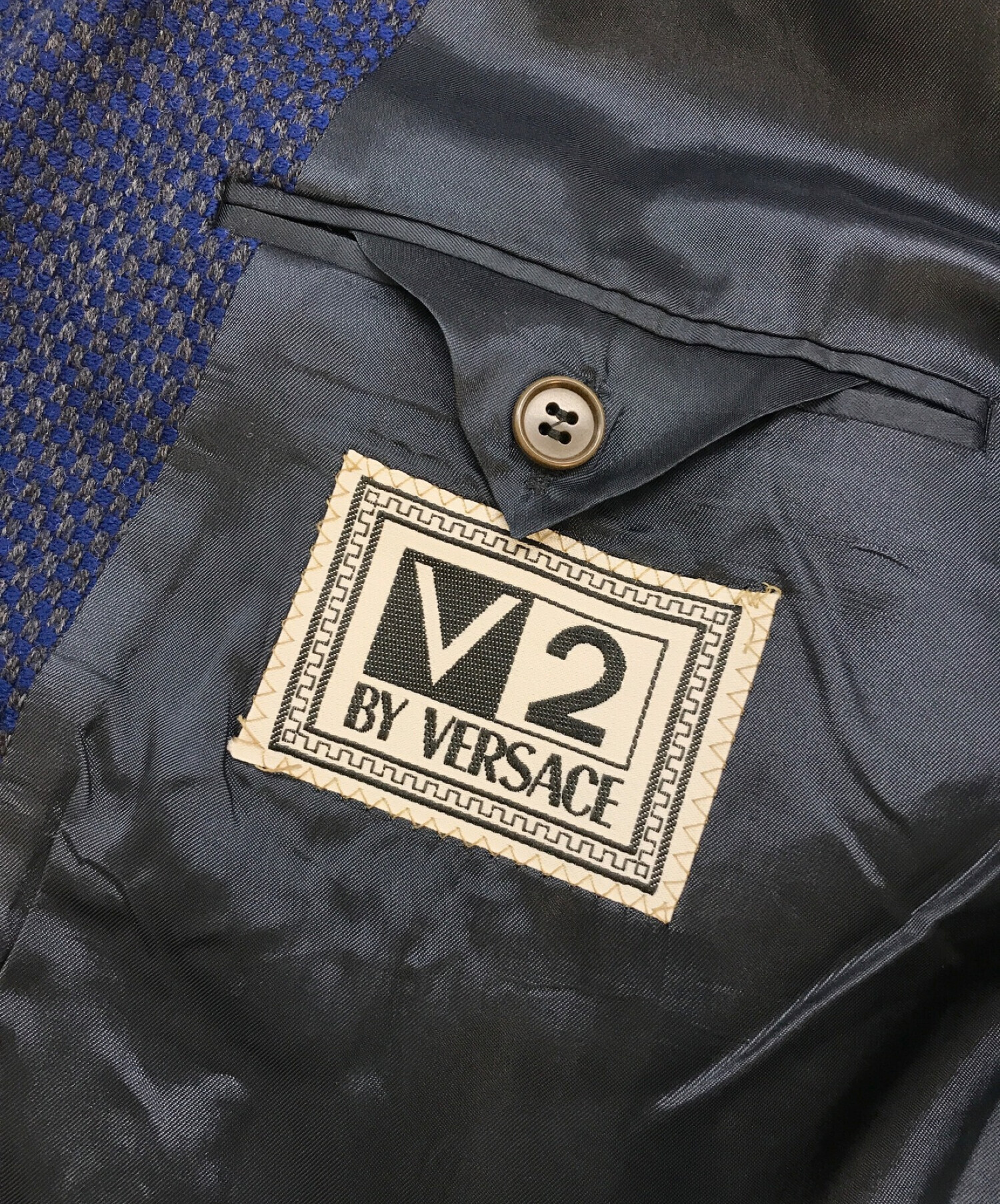 V2 BY VERSACE (ヴェルサーチ V2) [OLD]ジャガードダブルジャケット ブルー サイズ:52